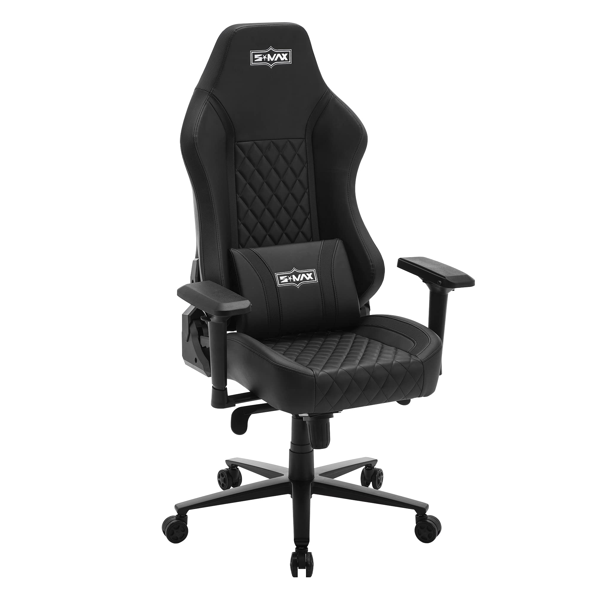 Premium SMAX Gaming Chair for Big & Tall Adults - 4D Adjustable Armrests, Carbon Fiber Fabric & PU Leather - Ergonomic Office/Home Gaming Chair with Lumbar Support - Perfect for PC, Console & Streaming Setup (Black, XL)