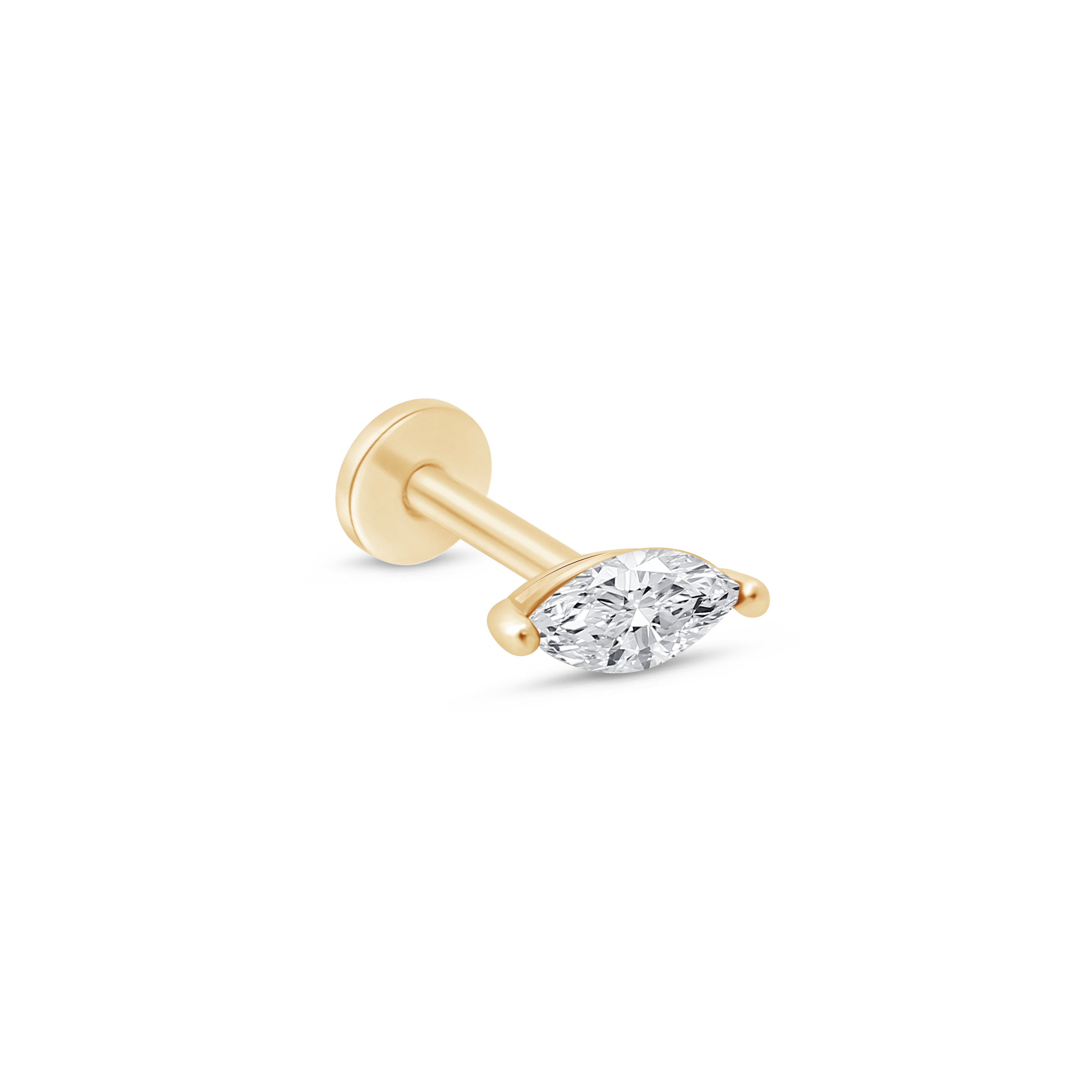 14k Yellow Gold Marquise Gemstone Flat Back Stud Earrings - Elegant Dainty Jewelry for Women, Perfect for Everyday Wear, Parties & Special Occasions