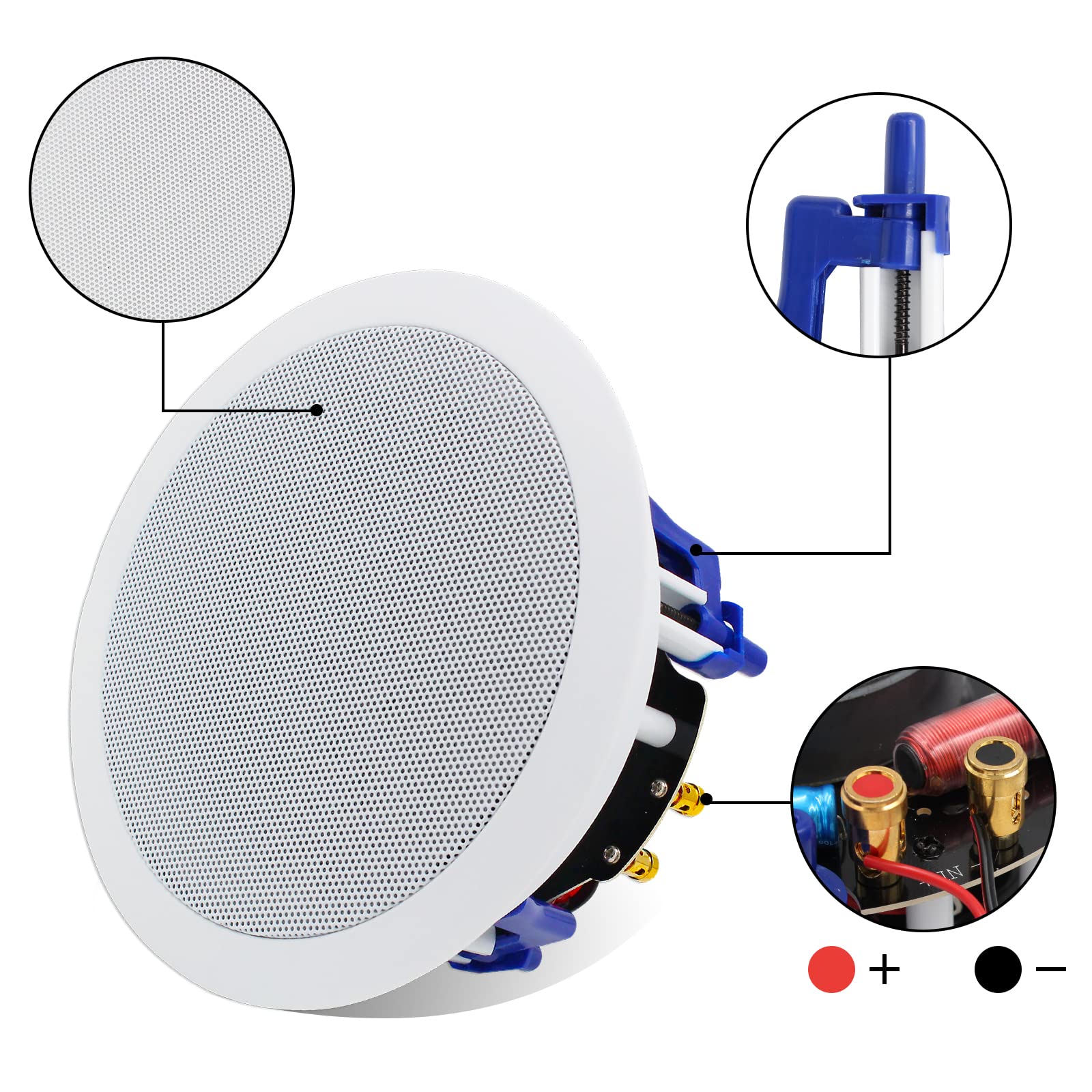 Herdio 5.25 Inch Bluetooth Ceiling Speakers - 600W Max Power, 2-Way Flush Mount & Wall Mount - Compatible with Amplifier Receiver - Perfect for Home Theater, Bathroom, Living Room, Kitchen, Office (Set of 4 Speakers) - Enjoy Wireless Music Streaming for Parties, Background Music & Multi-Room Audio