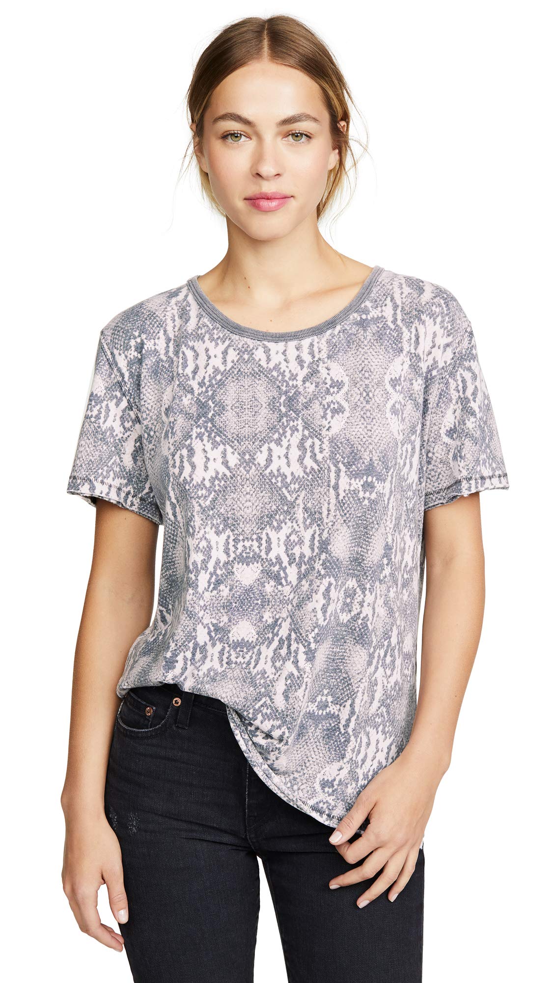 Free People Tourist Tee - Black Combo Snake Print Women's T-Shirt XS | Casual Streetwear Top for Travel & Everyday Outfits