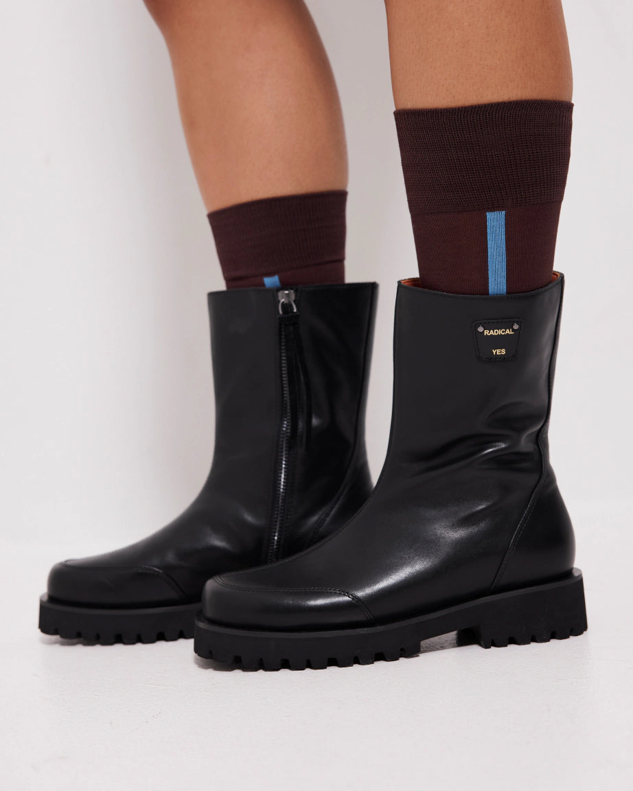 Luminous Midi Boots for Women - Black Chunky Heel Ankle Booties | Stylish & Comfortable for Fall, Winter, Party & Night Out
