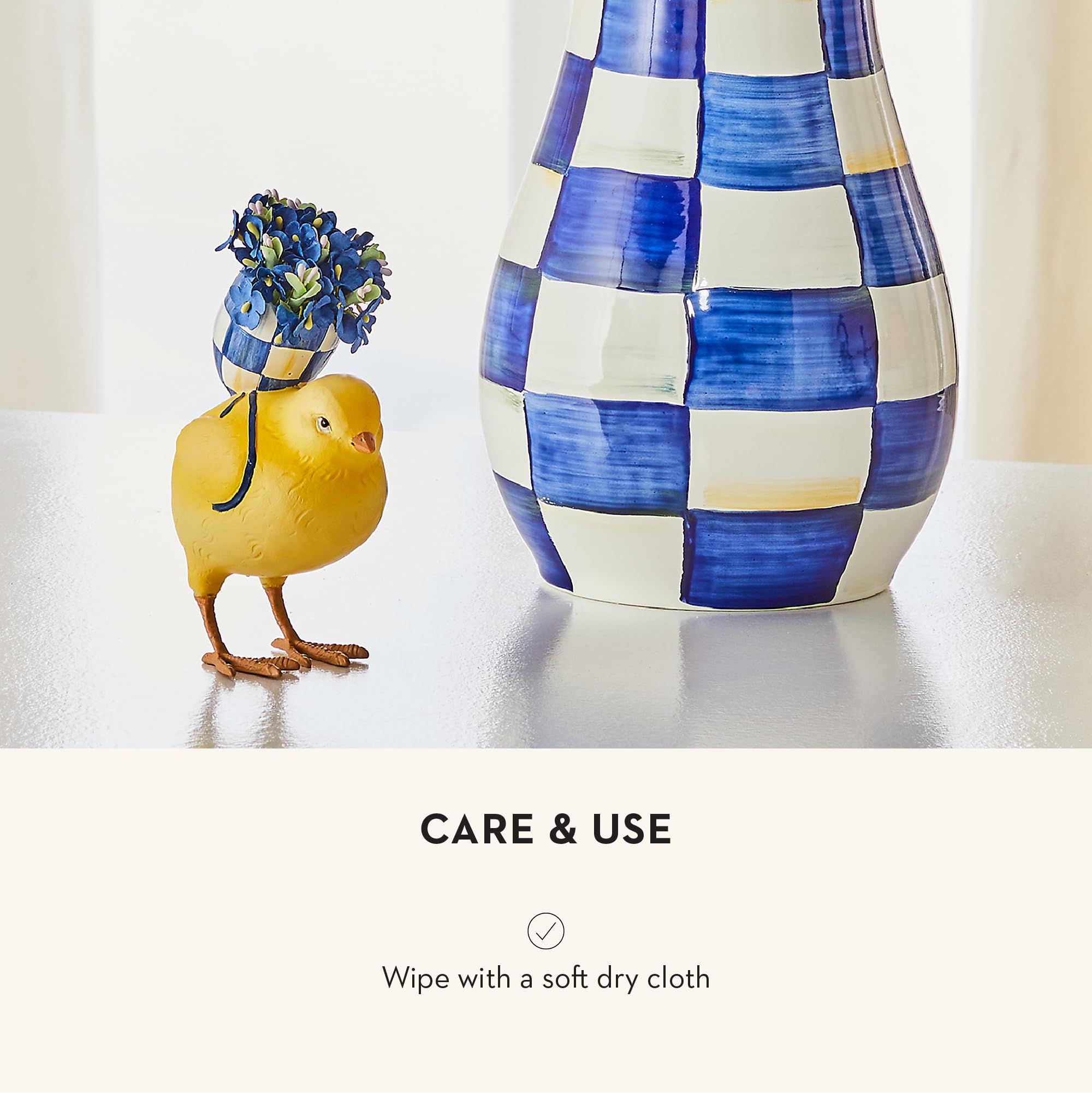 MacKenzie-Childs Forget-Me-Not Chick Figurine - Adorable Baby Chicken Decor for Spring & Easter - Perfect for Home, Tabletop, and Seasonal Display
