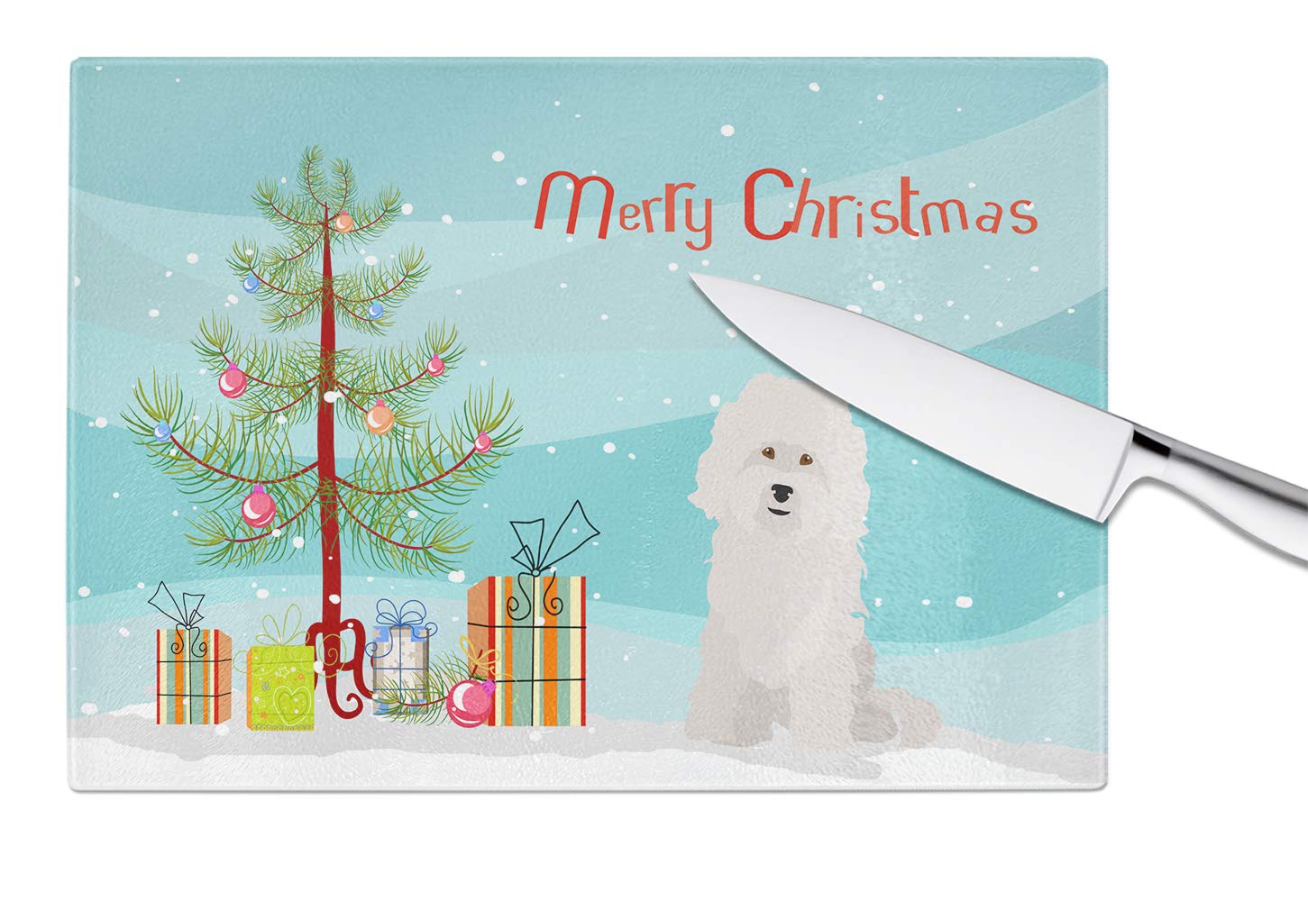 Caroline's Treasures CK3492LCB Bolognese Christmas Tree Tempered Glass Cutting Board - Large Decorative Kitchen Chopping & Serving Board (15