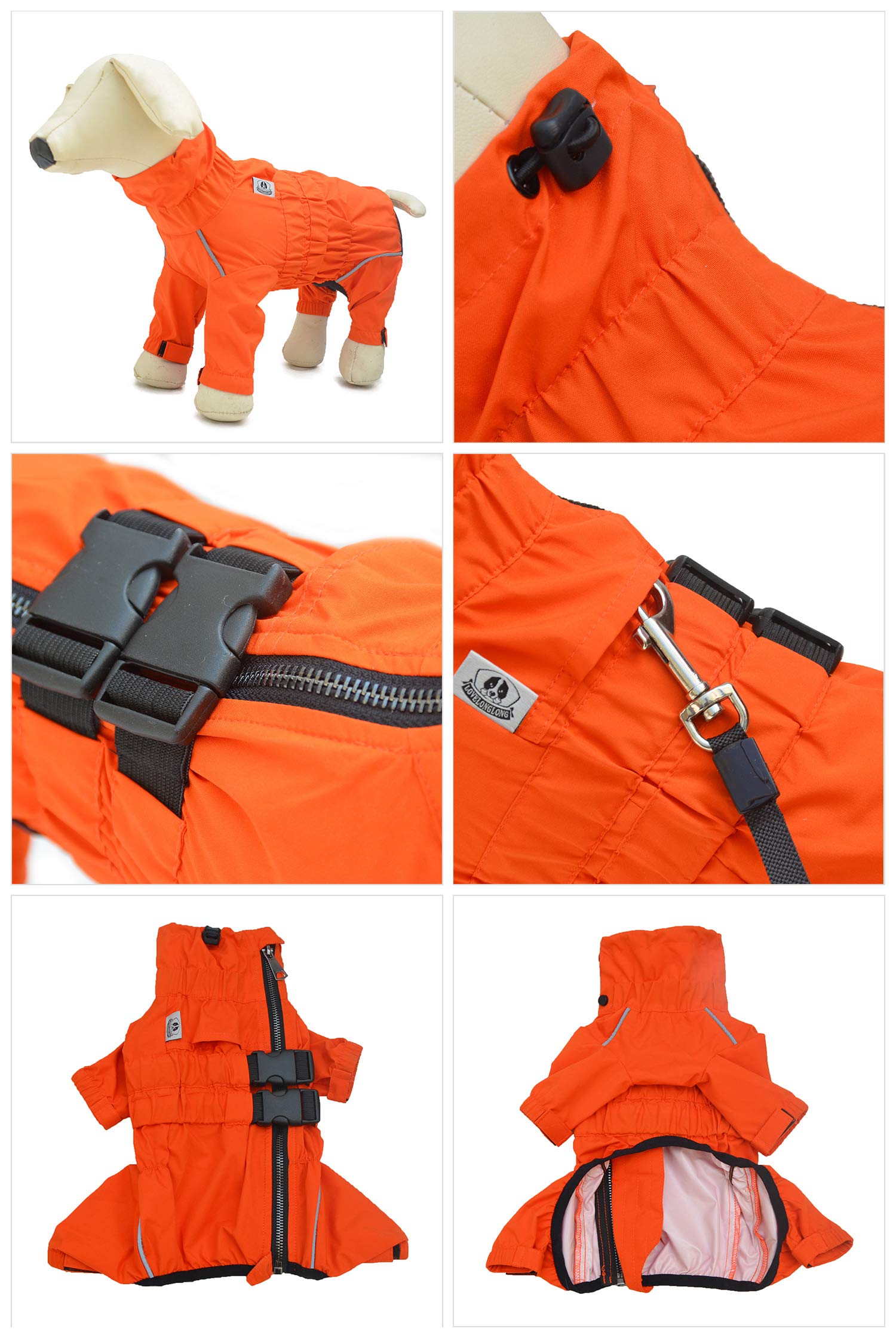 Waterproof Dog Jacket - Lightweight Reflective Raincoat for Small, Medium & Large Dogs | Windproof & Snowproof Pet Vest in Orange (Size 4XL) | Perfect for Rainy Walks, Winter Adventures & Nighttime Safety