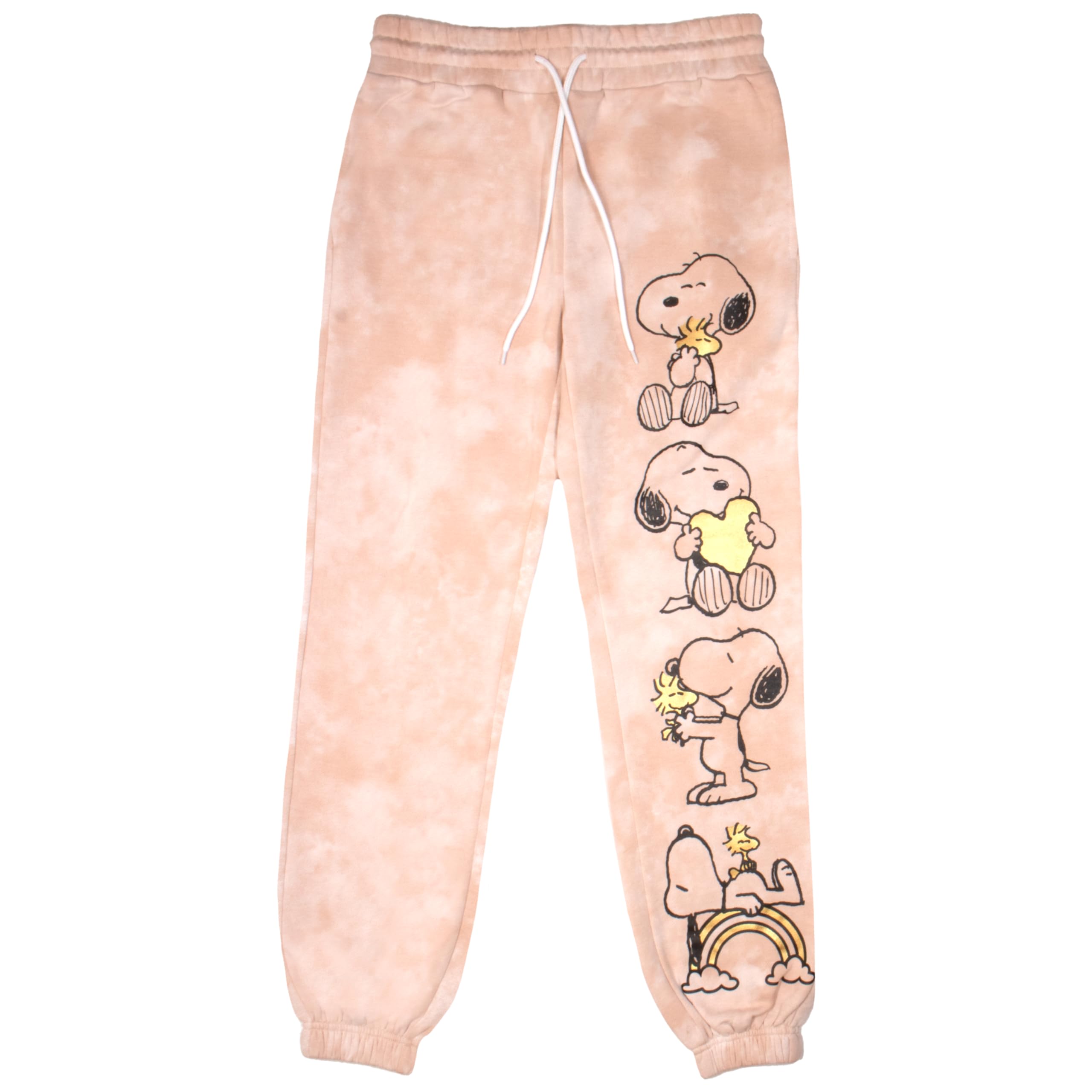 Snoopy & Woodstock Women's Casual Comfort Drawstring Jogger Sweatpants - Peanuts Characters Pajama Pants for Lounge, Sleep & Home Relaxation