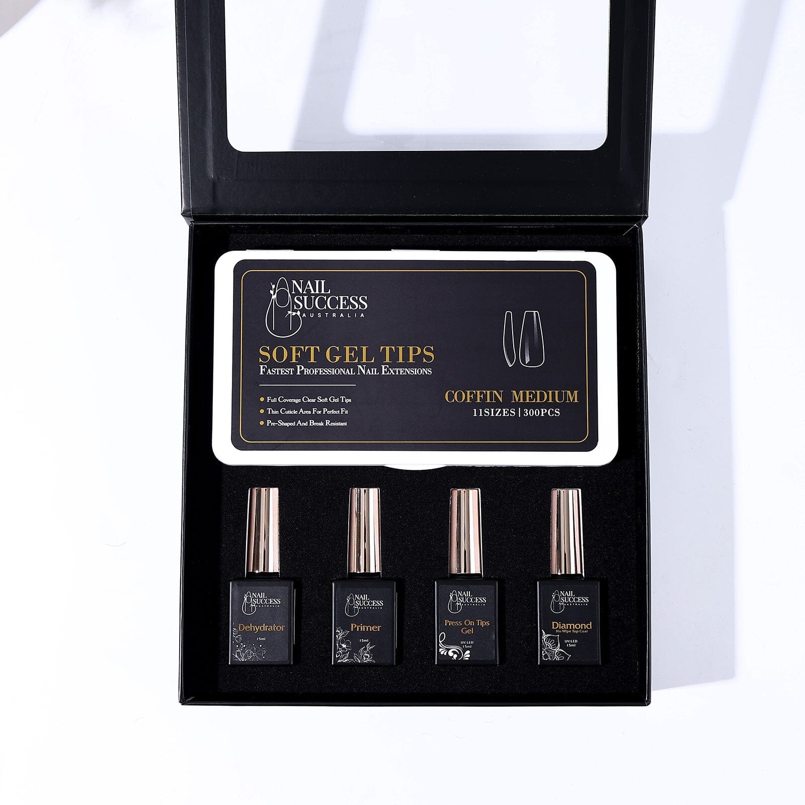 Soft Gel Press On Nails Kit - Long Lasting Fake Nails with Glue & Nail Tools | Perfect for Home Manicure, Parties & Special Occasions