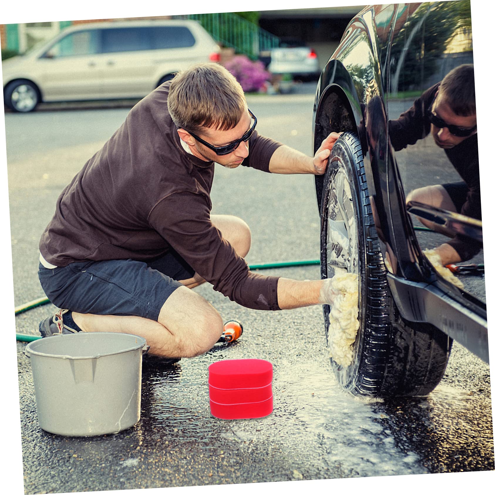 5-Piece Wheel Rim Brush Kit - Car Tire Waxing Applicator with Ergonomic Handle for Deep Cleaning & Polishing - Perfect for Car Detailing, Auto Shine & Tire Maintenance