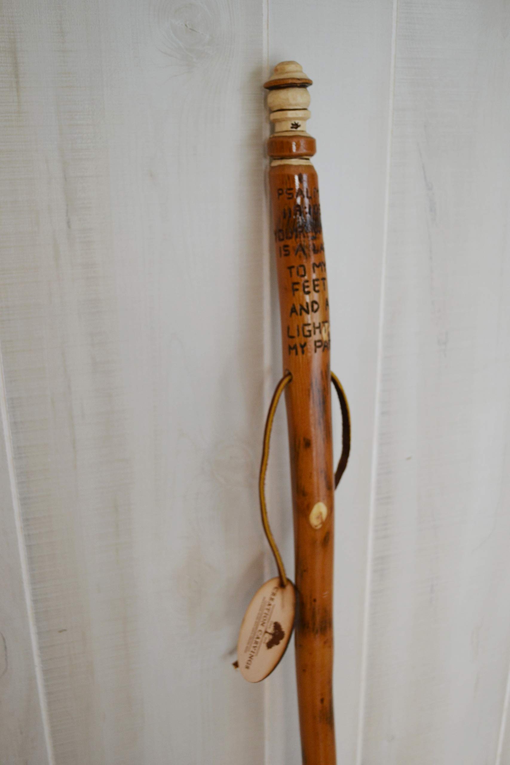 Christian Walking Stick with Bible Verse & Lantern - Psalm 119:105 Engraved - Religious Hiking Staff for Outdoor Worship & Pilgrimage - Perfect for Church Retreats, Nature Walks & Spiritual Journeys