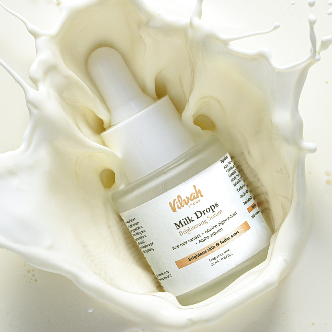 Milk Drops Brightening Serum for Glowing Skin - Vitamin C & Hyaluronic Acid Face Treatment | Perfect for Day & Night Skincare Routine