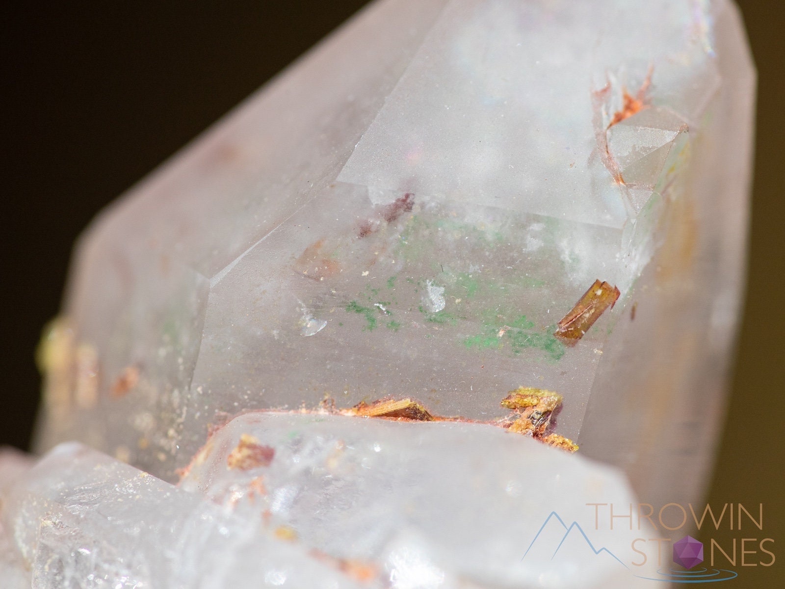 Natural Raw Quartz Crystal Point with Epidote Inclusions - Healing Stone for Home Decor, Housewarming Gift, Meditation & Energy Work (39906) | Perfect for Crystal Grids, Altars & Spiritual Spaces