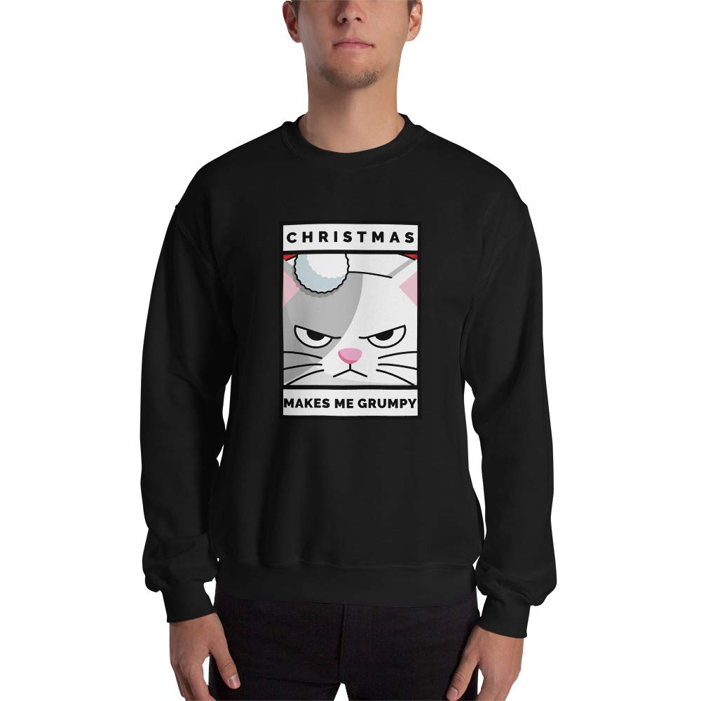 Funny Christmas Cat Sweater - Ugly Christmas Cat Sweater for Women & Men - Grumpy Cat Christmas Shirt - Cozy Holiday Cat Pullover for Christmas Parties & Family Gatherings