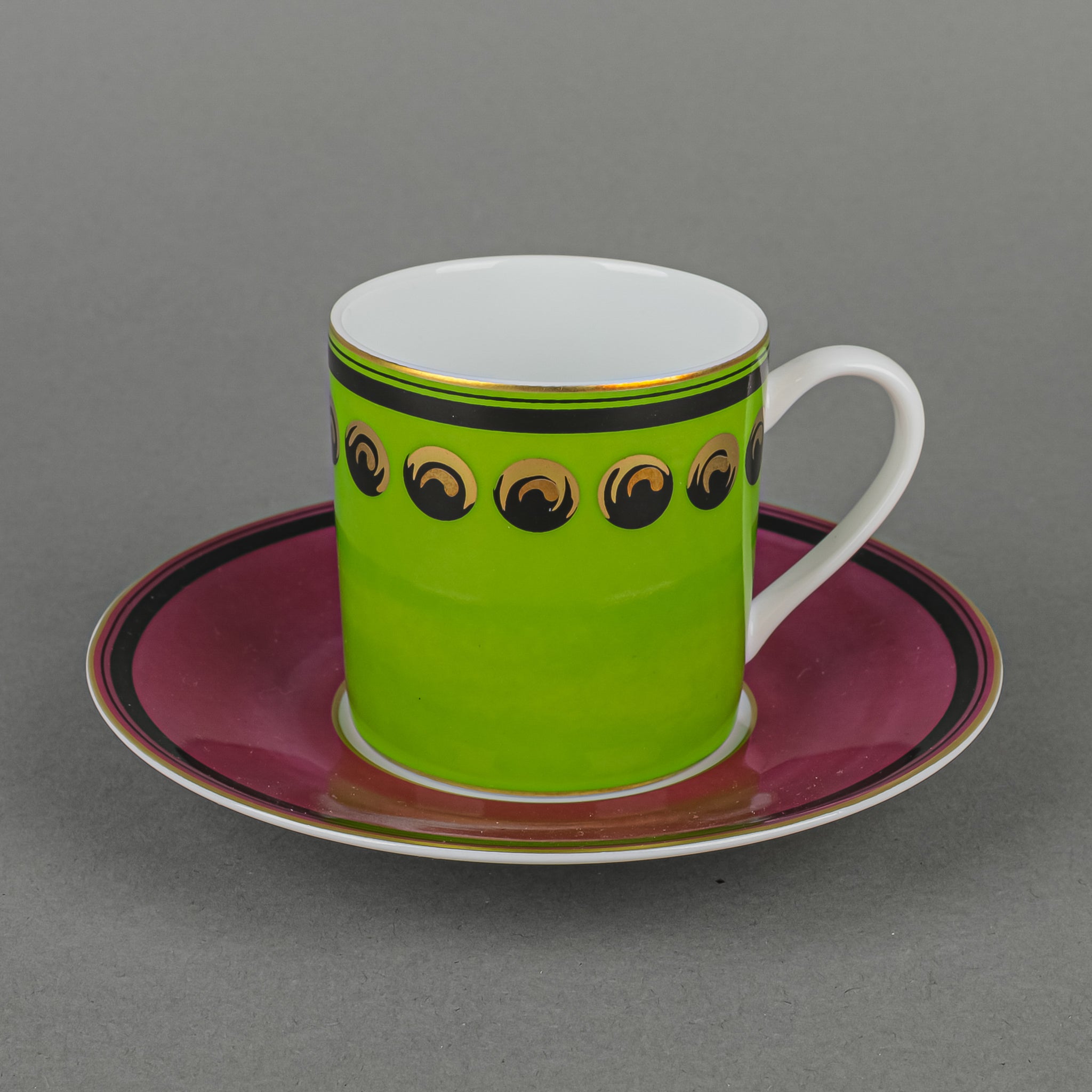 Christian Lacroix Les Mythologies Demitasse & Saucers Set of 5 - Elegant French Coffee Cups for Afternoon Tea, Dessert, and Luxury Home Decor