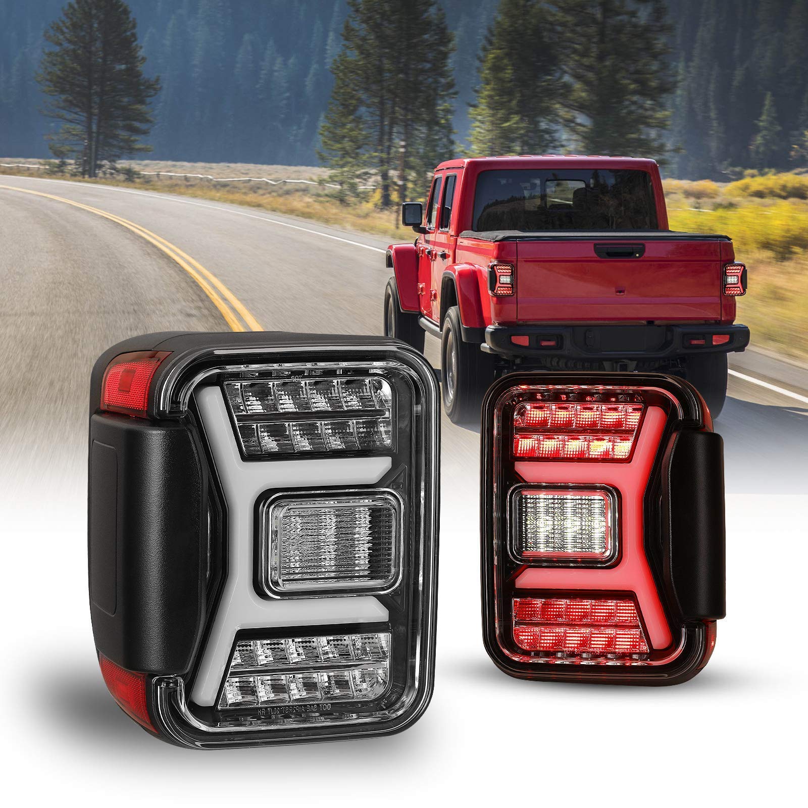 Nixon Offroad LED Tail Lights for 2019-2021 Jeep Gladiator JT - Clear Lens Replacement Tail Light Assembly (1 Pair) - Enhance Visibility & Style for Off-Road Adventures & Night Driving
