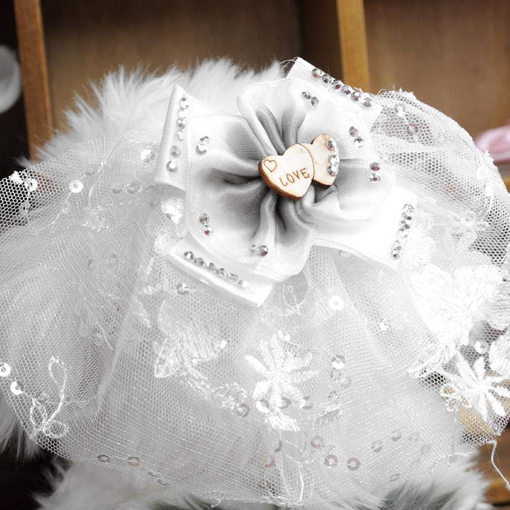 HEEPDD Pet Wedding Veil & Headpiece - Adjustable Cat Dog Wedding Veil with Bow Clips for Puppy Kitten Bridal Party, Pet Hair Accessories for Wedding Photos & Special Occasions