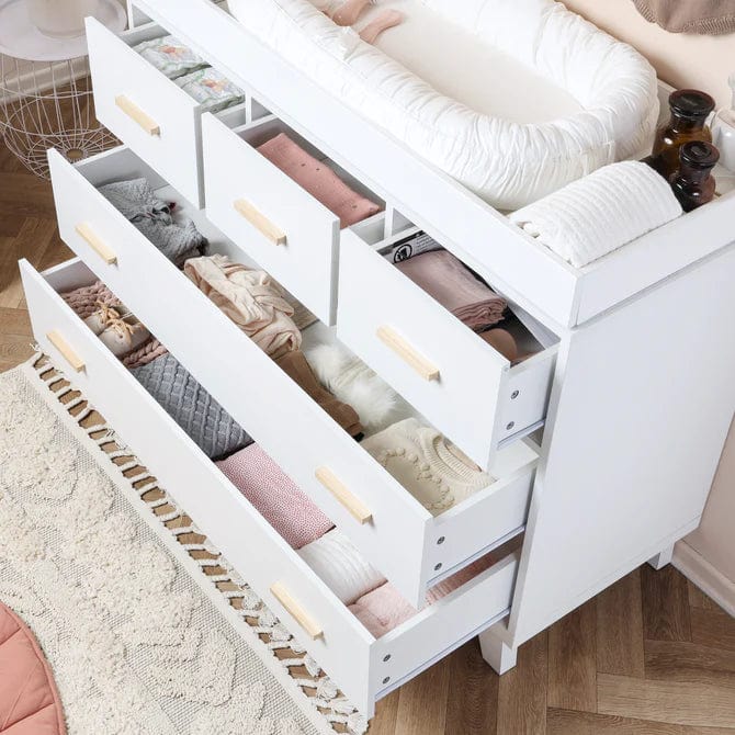 Boston 5-Drawer Dresser for Bedroom - Solid Wood Chest of Drawers with Smooth Gliding, Modern Storage Furniture for Home Organization - Perfect for Master Bedroom, Guest Room or Dormitory