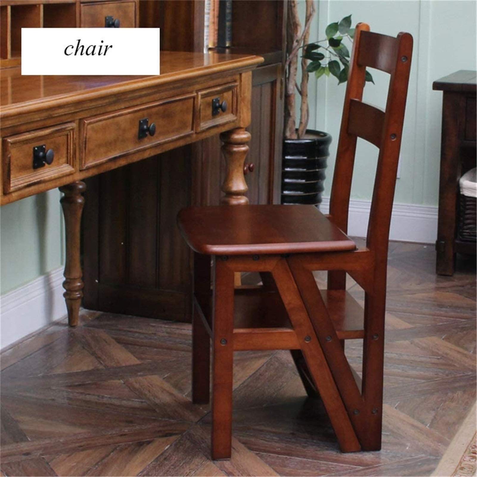 Portable Step Stool with 4-Tier Wooden Shelf - Multi-Purpose Ladder Stool for Kitchen, Living Room, Bedroom & Garden | Perfect as Shoe Rack, Plant Stand & Home Decor