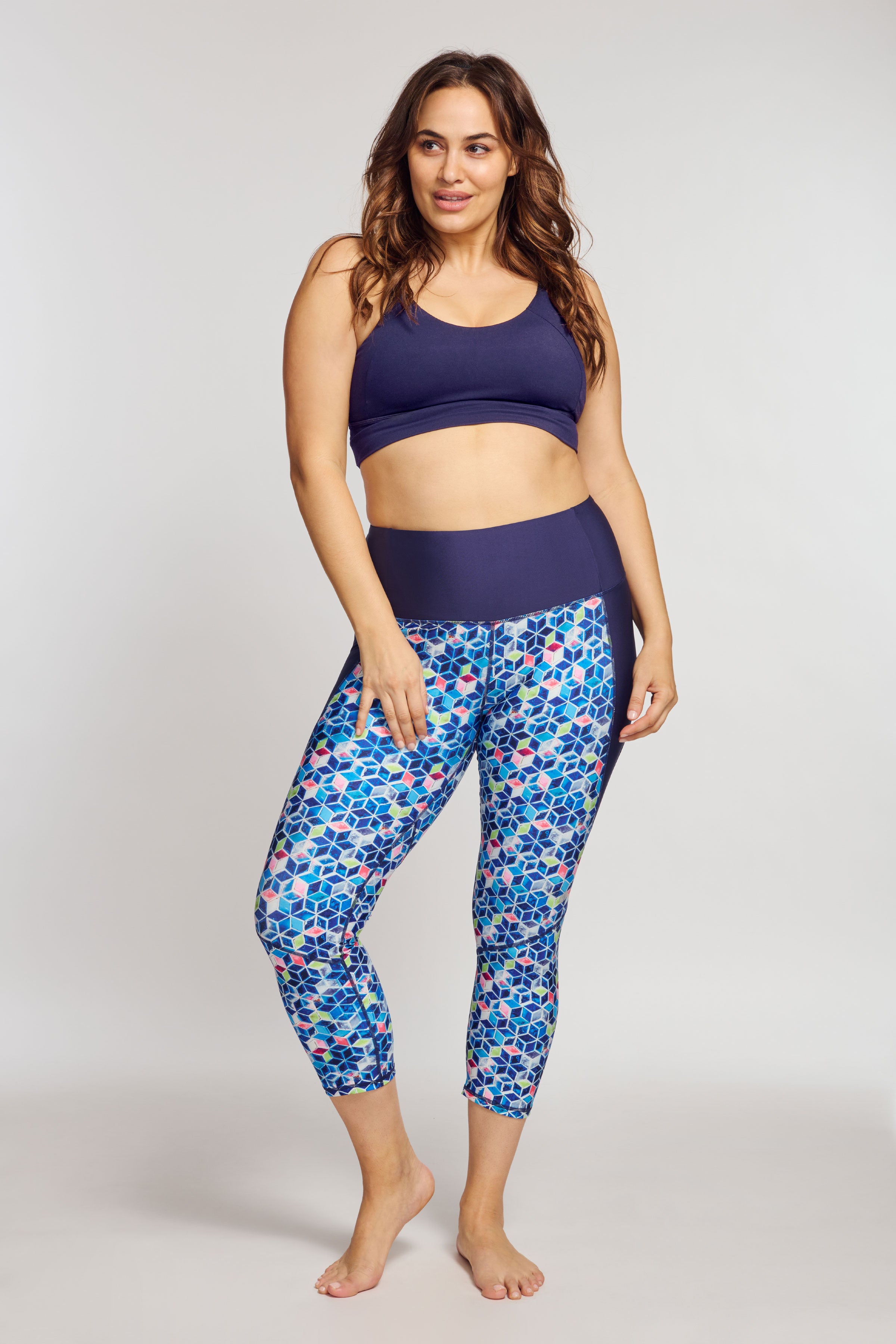 High Waisted Slimming Capri Leggings for Women - Starlight Color - Tummy Control Workout Yoga Pants for Running, Gym & Lounge Wear