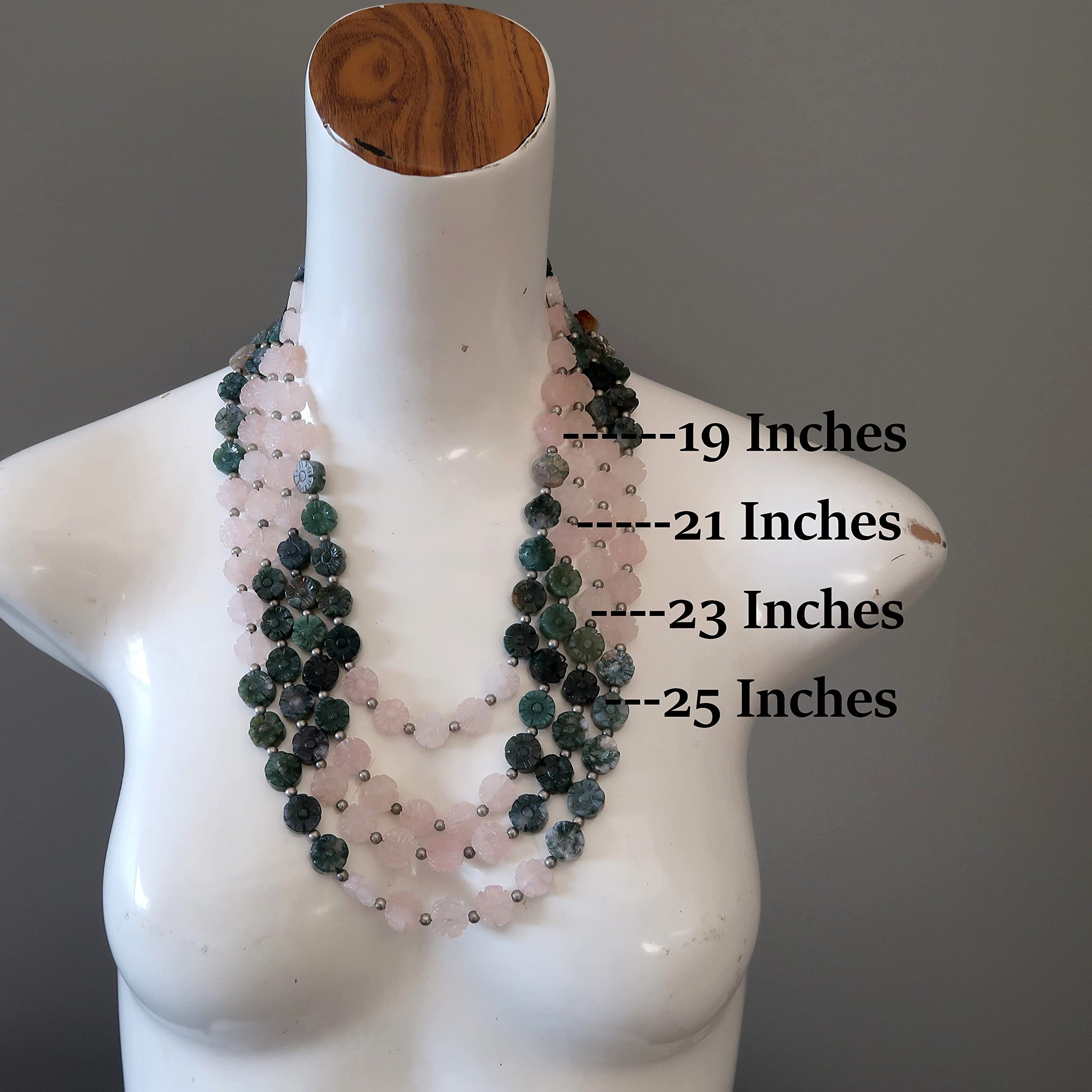 Satin Crystals Rose Quartz Moss Agate Necklace - Floral Gemstone Jewelry for Women, Healing Crystal Pendant for Spring & Summer Outfits | Perfect for Weddings, Dates & Boho Fashion