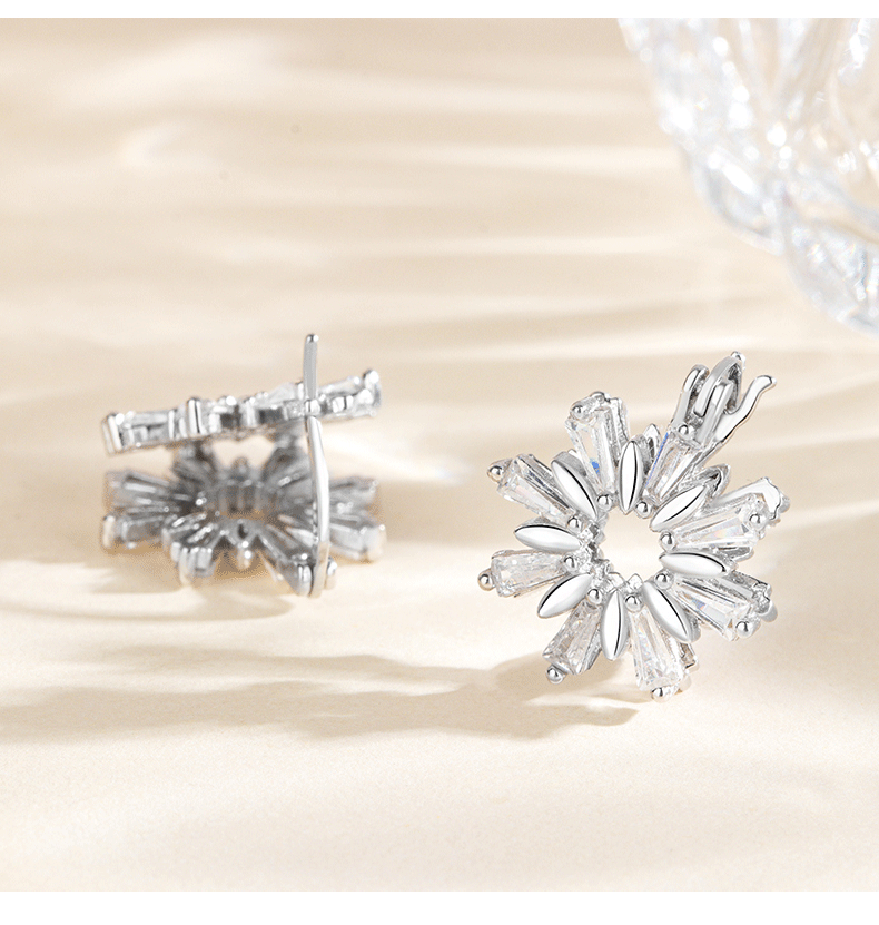Petite Snowflake Leverback Stud Earrings for Women - Dainty Winter Jewelry Gift - A6173 | Perfect for Christmas, Holiday Parties & Winter Weddings