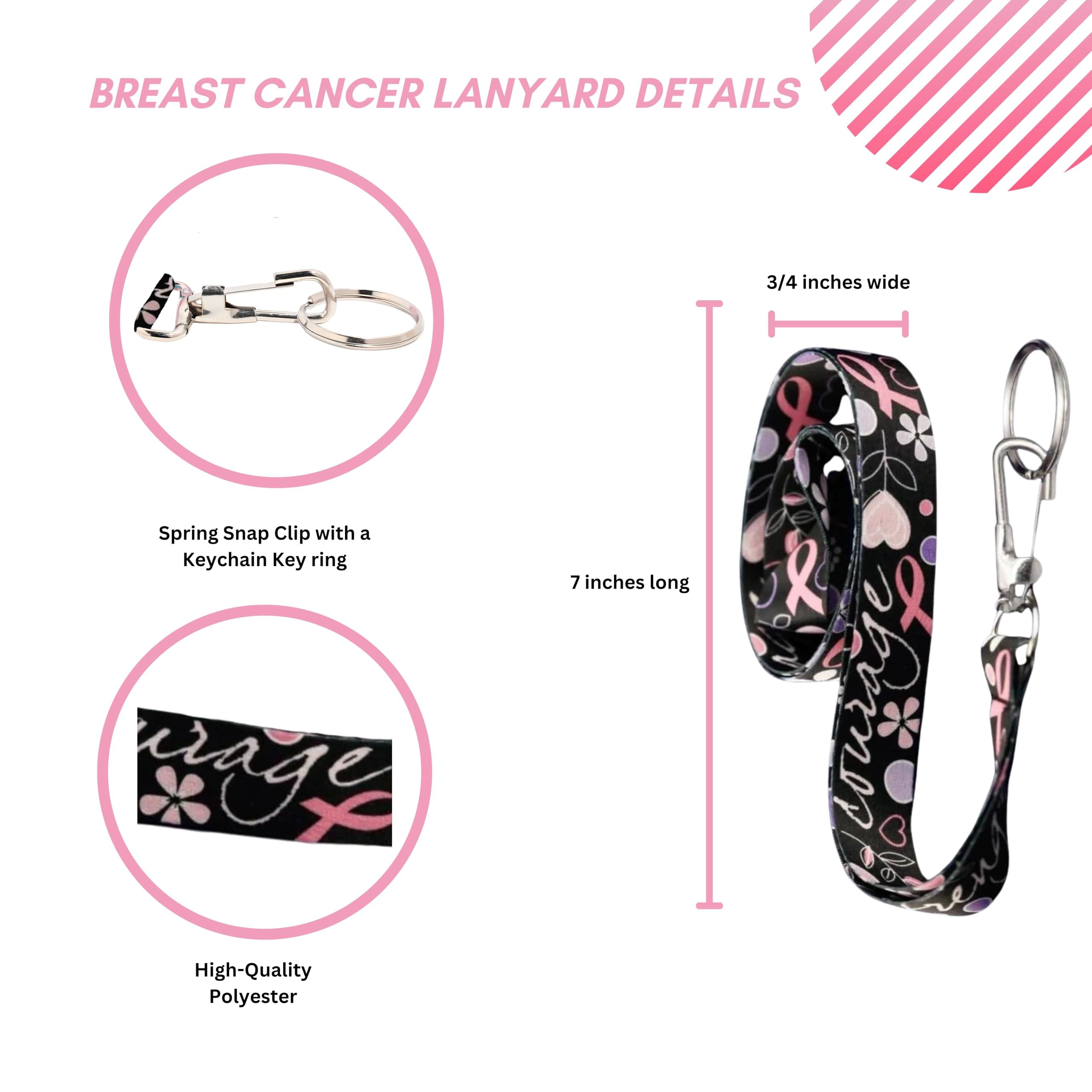 Pink Ribbon Lanyards for Breast Cancer Awareness - Fundraising Badge Holders & Keychains for Events