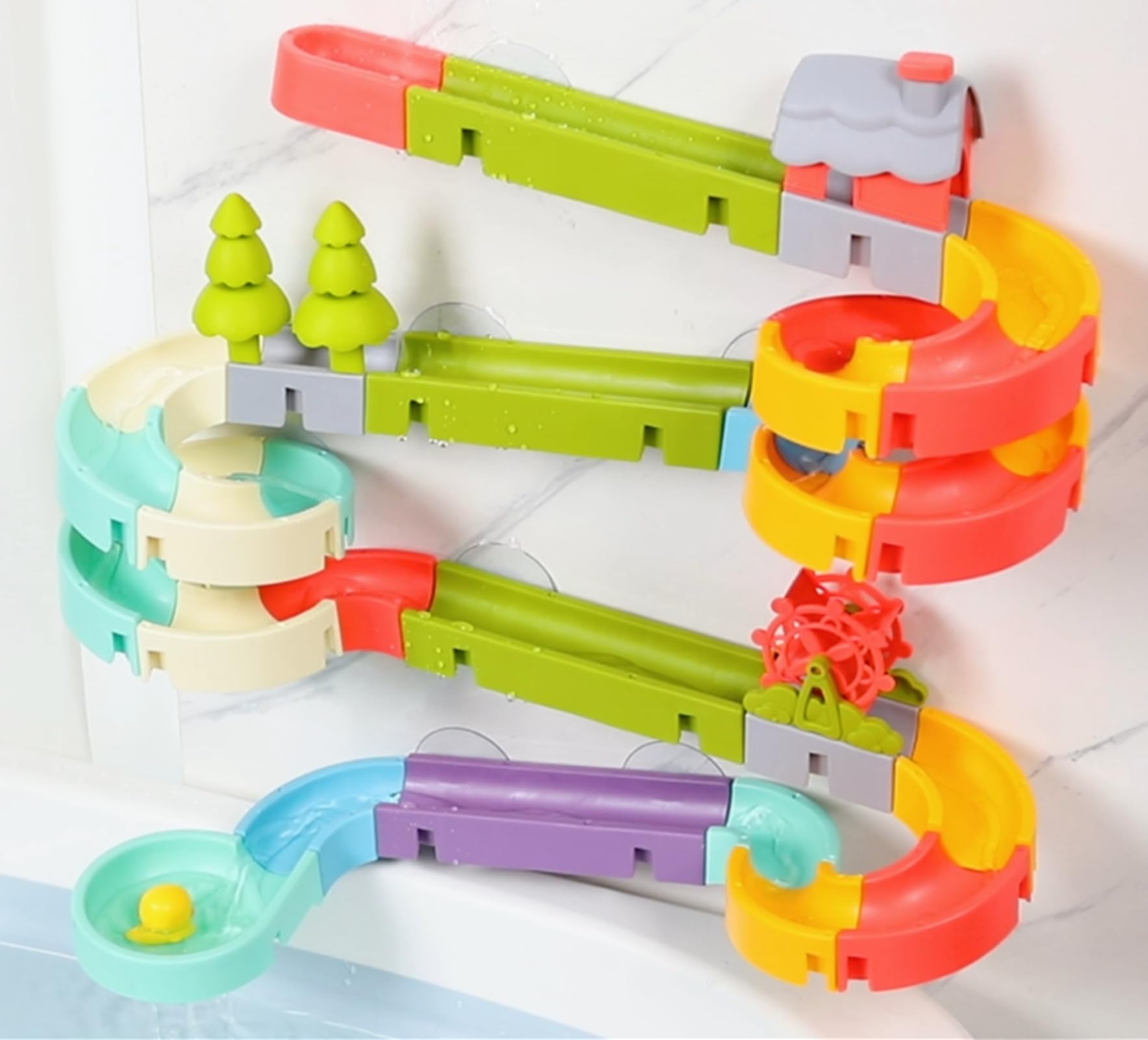 Duck Slide Bath Toys for Kids Ages 3-8 | 51 PCS DIY Building Kit | Fun Bathtub & Pool Time Play Set | Perfect Birthday Gift for Toddlers & Preschoolers