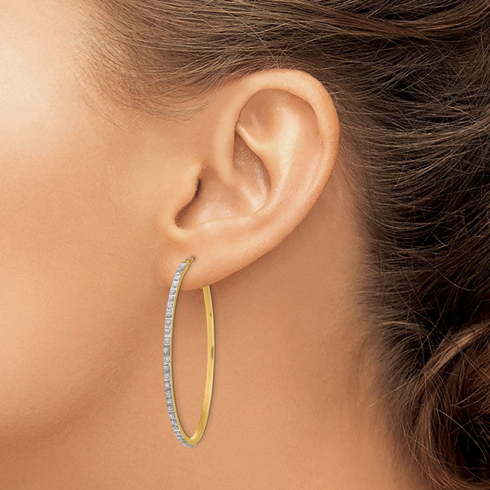14K Gold Diamond Hinged Hoop Earrings for Women - Large Round Sparkling Studs | Elegant Party, Wedding & Evening Wear Jewelry DF122