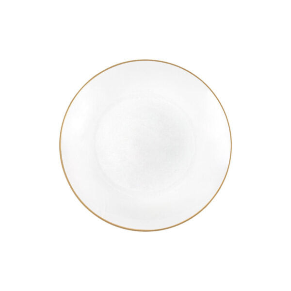 32-Piece Transparent White & Gold Hammered Plastic Dinnerware Set - Round Plates & Bowls (Serves 16) - Elegant & Durable for Parties, Weddings, and Everyday Dining