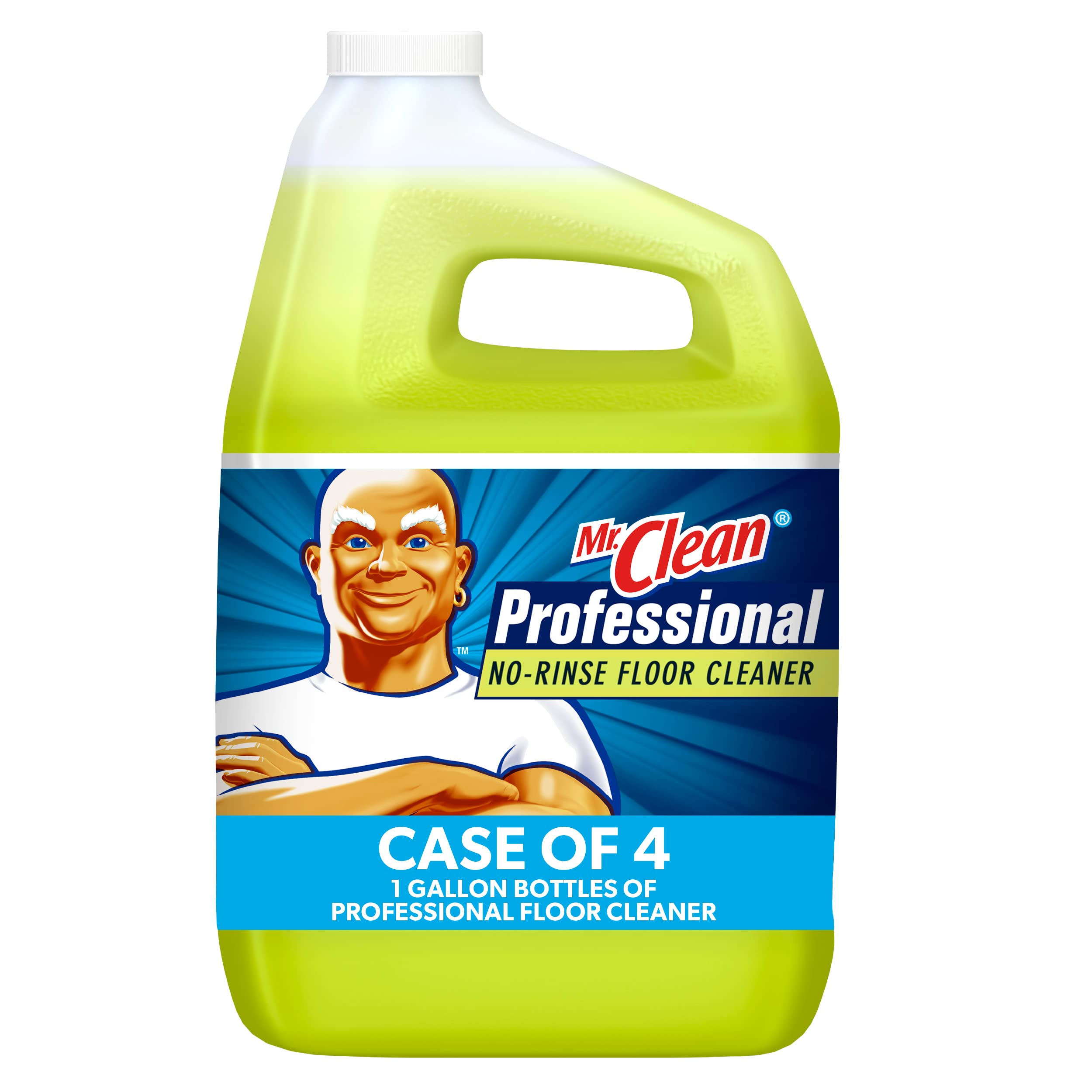 Mr. Clean Professional No-Rinse Floor Cleaner Refill - 1 Gallon (4-Pack) | Bulk Commercial-Grade Ready-to-Use Solution for Hardwood, Tile & Vinyl Floors | Ideal for Offices, Schools & Retail Spaces