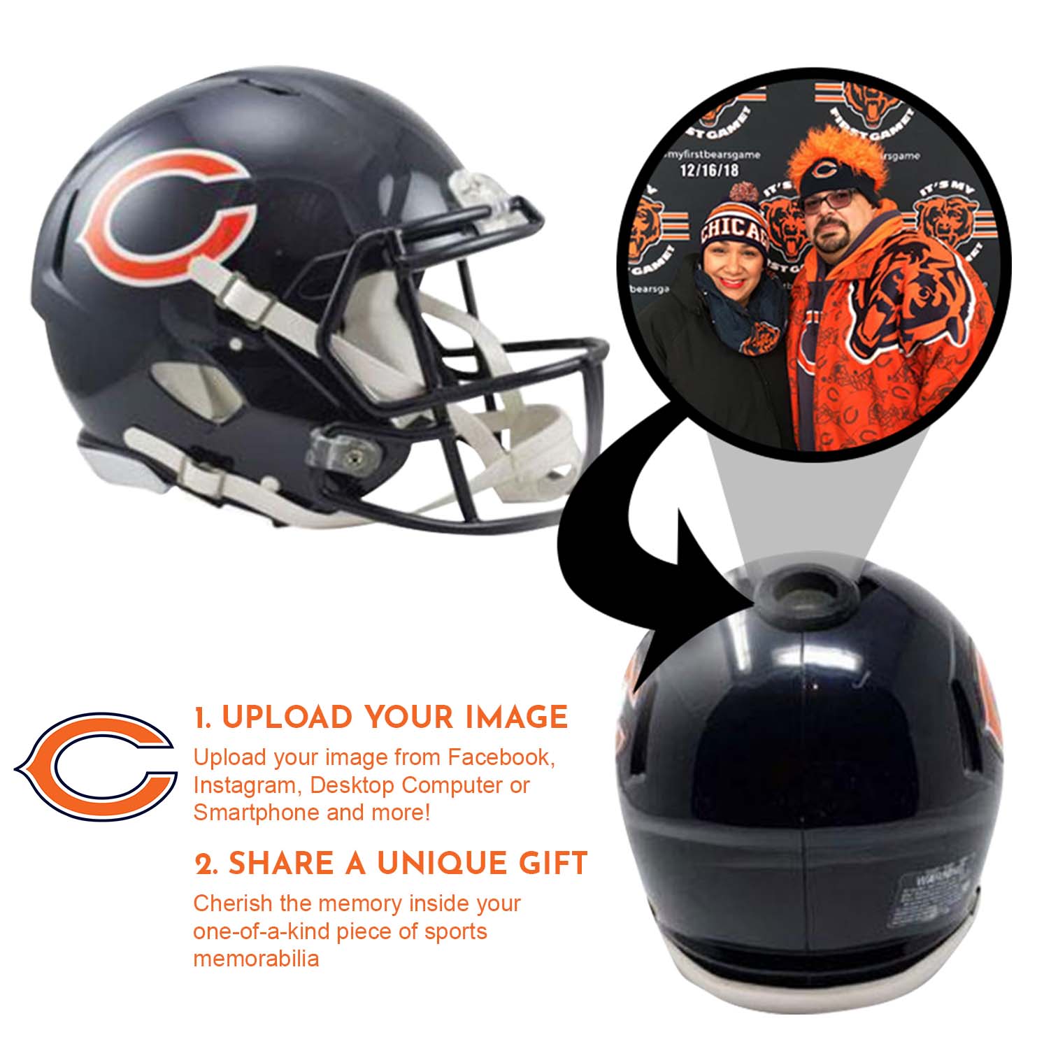 Chicago Bears NFL Mini Helmet - Collectible Display Replica with Authentic Team Logo - Perfect for Sports Fans, Memorabilia Collectors & Game Room Decor