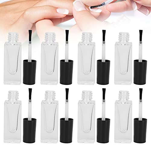 8 Pcs Refillable Transparent Glass Nail Polish Bottles - 7ml Rectangle Nail Varnish Containers for Salon & DIY Manicure | Perfect for Nail Art, Polish Storage & Professional Salon Use