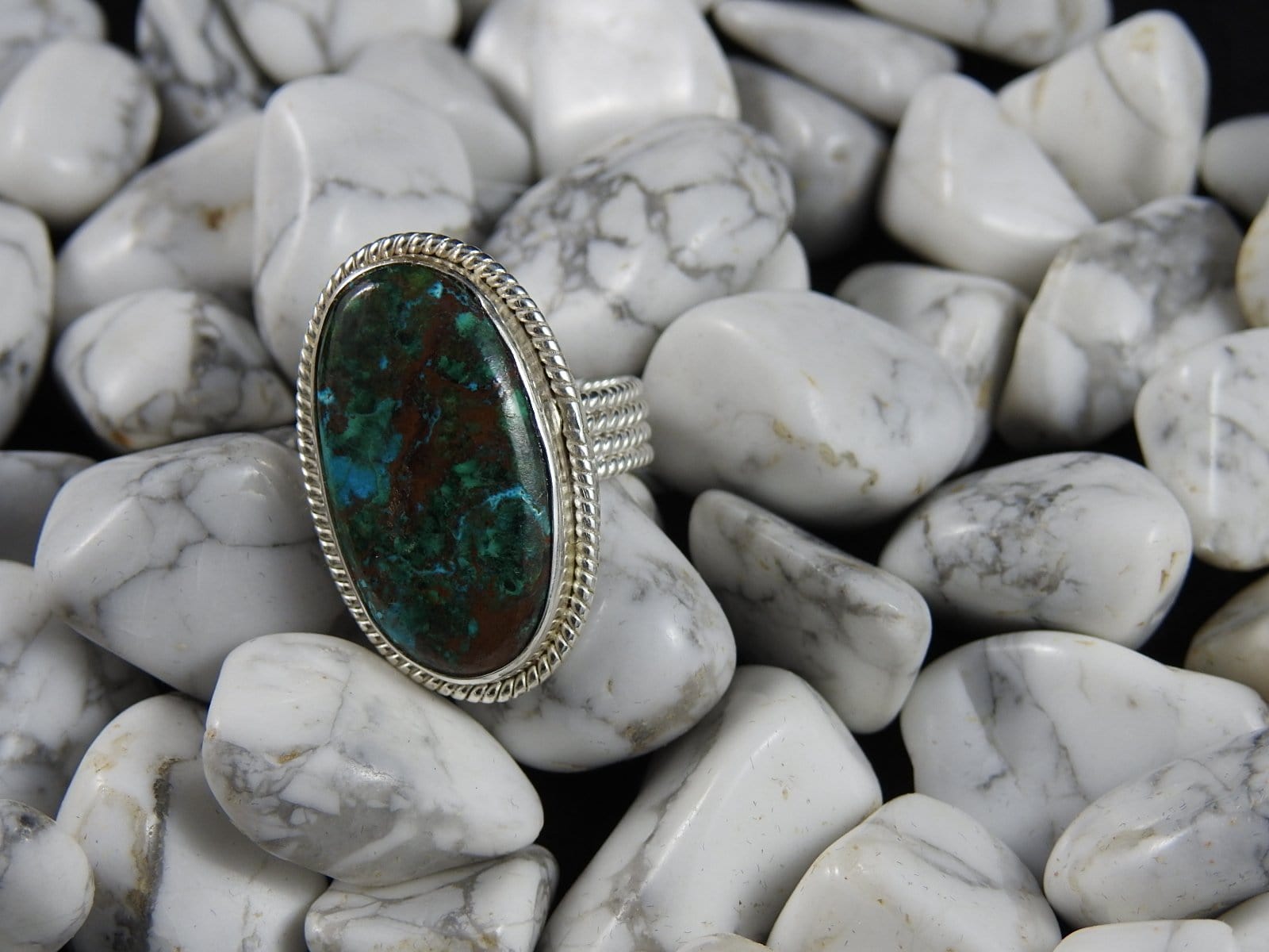 Chrysocolla Sterling Silver Ring for Women - Size 8.5 - Handmade Gemstone Jewelry - Perfect for Everyday Wear, Gifts & Special Occasions
