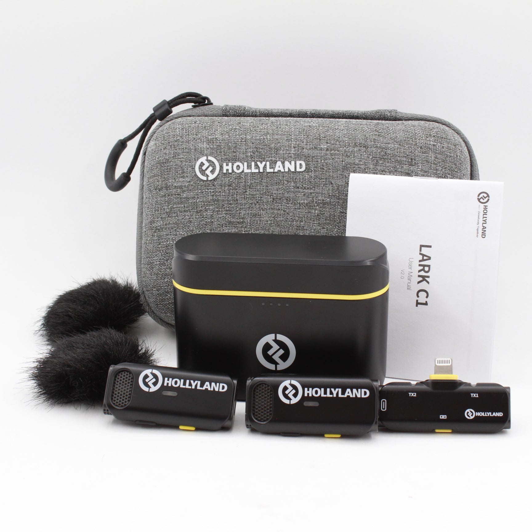 Open Box Fair - Hollyland LARK C1 DUO Wireless Lavalier Microphone System for iPhone (2-Person Kit, 2.4GHz, Black) | Perfect for Vlogging, Live Streaming & Content Creation
