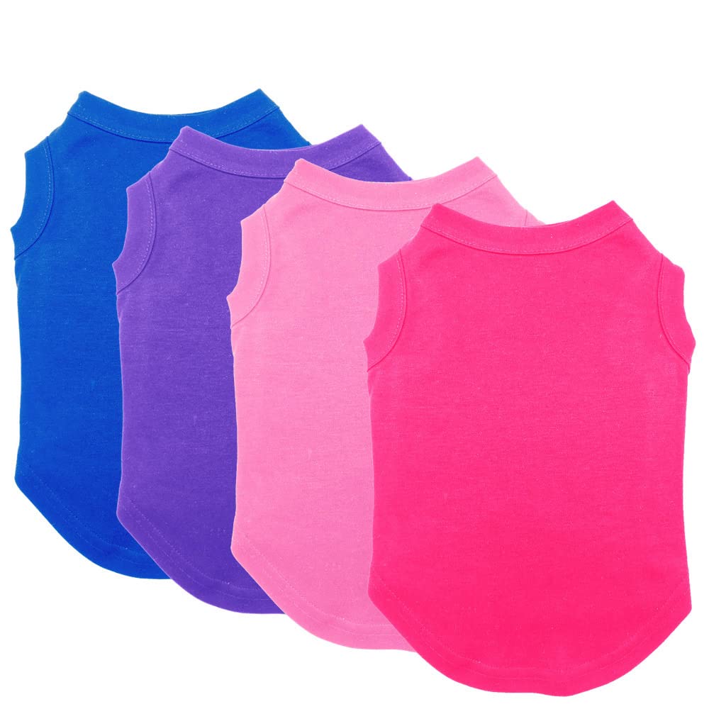 Chol&Vivi Dog T-Shirts - 4 Pack Blank Cotton Pet Clothes for Small, Medium, Large & XL Dogs | Perfect for Daily Wear, Costume Parties & Photo Shoots