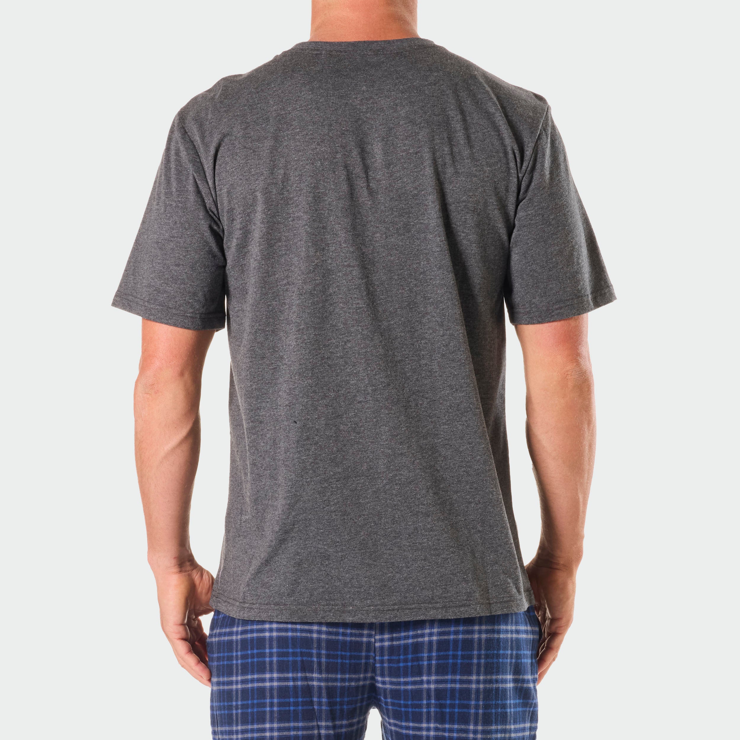Men's Relaxed Fit Cotton Sleep T-Shirt - Dark Grey Marle for Comfortable Nightwear & Lounge Wear at Home