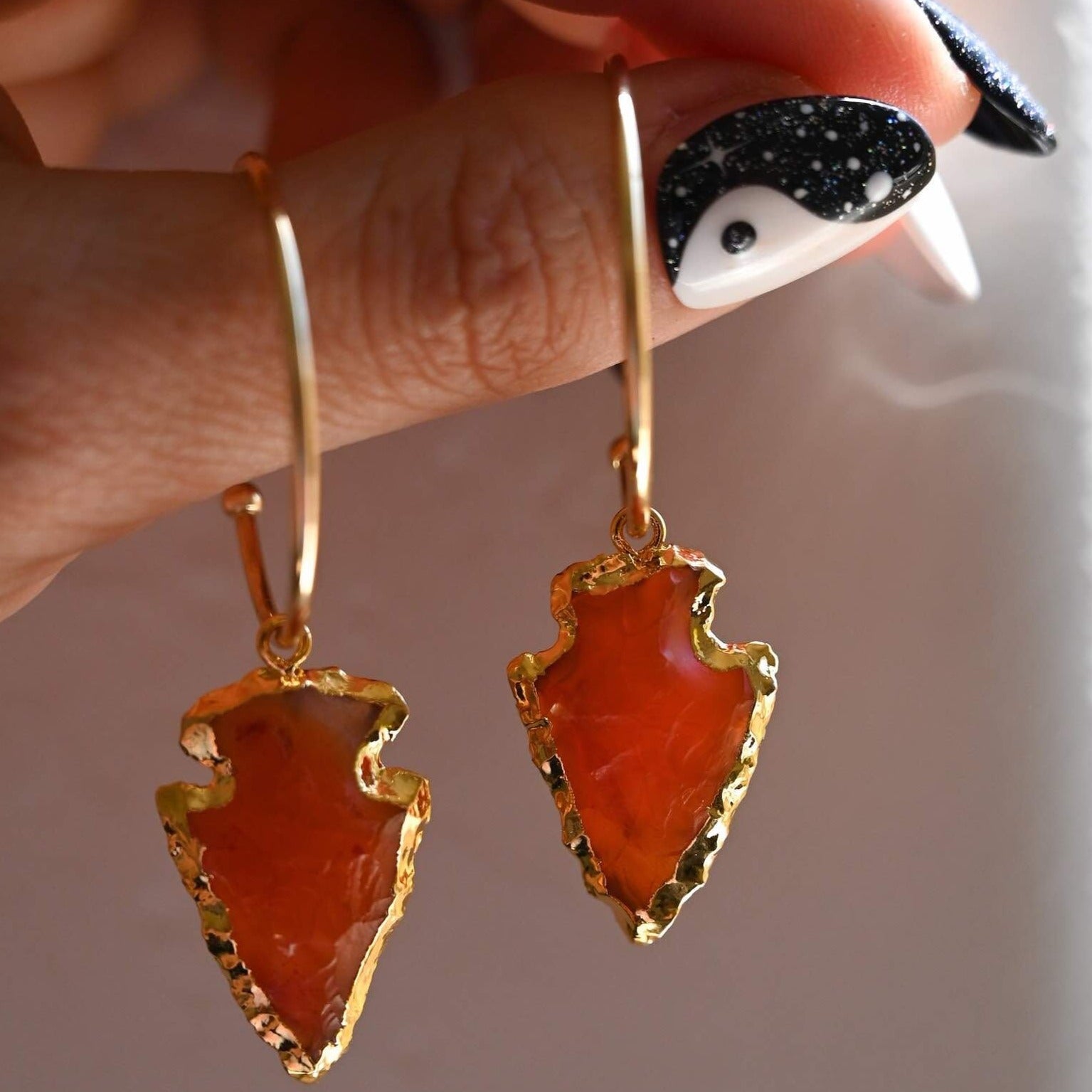 Dragon Energy Carnelian Gold Hoop Earrings for Women - Healing Crystal Jewelry for Chakra Balancing & Positive Energy - Perfect for Yoga, Meditation & Spiritual Gifts