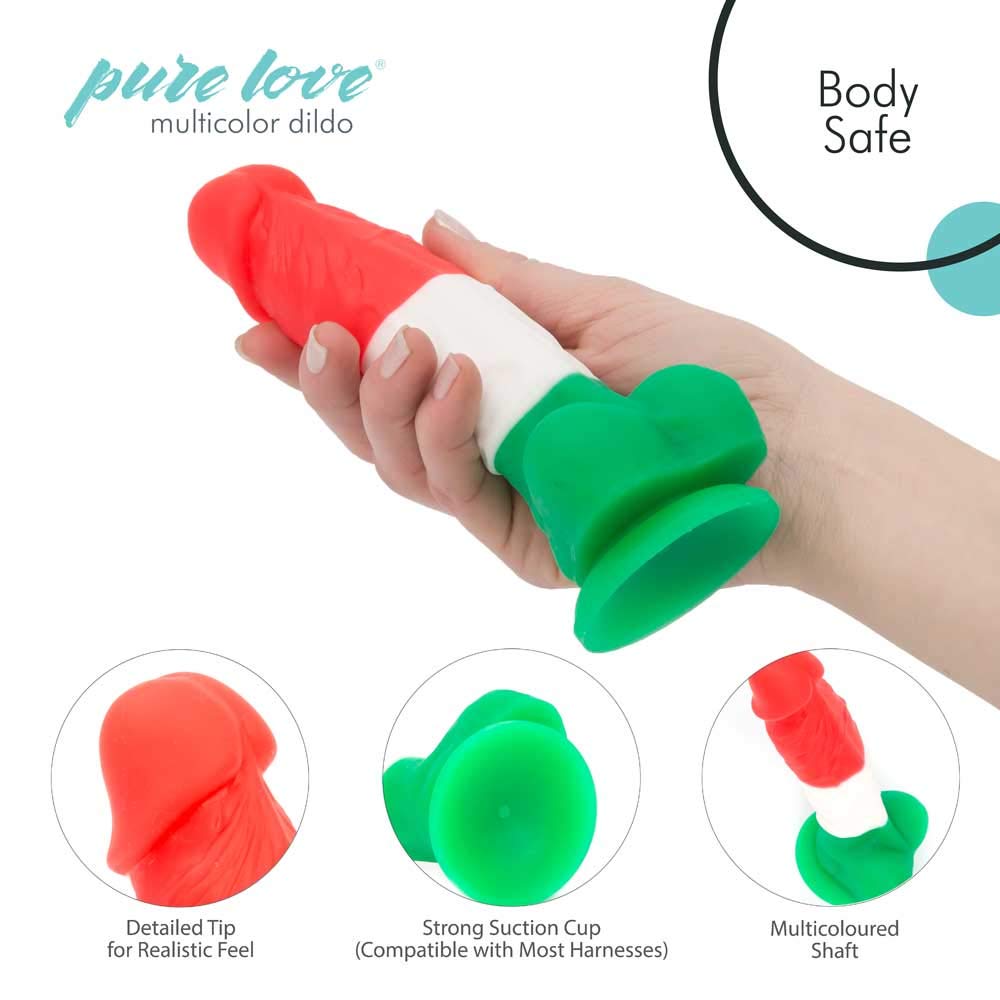 7 Inch Multicolor Silicone Dildo with Strong Suction Cup - Harness Compatible Adult Sex Toy for Couples & Solo Play - Waterproof & Body-Safe for Shower, Bedroom & BDSM Scenes