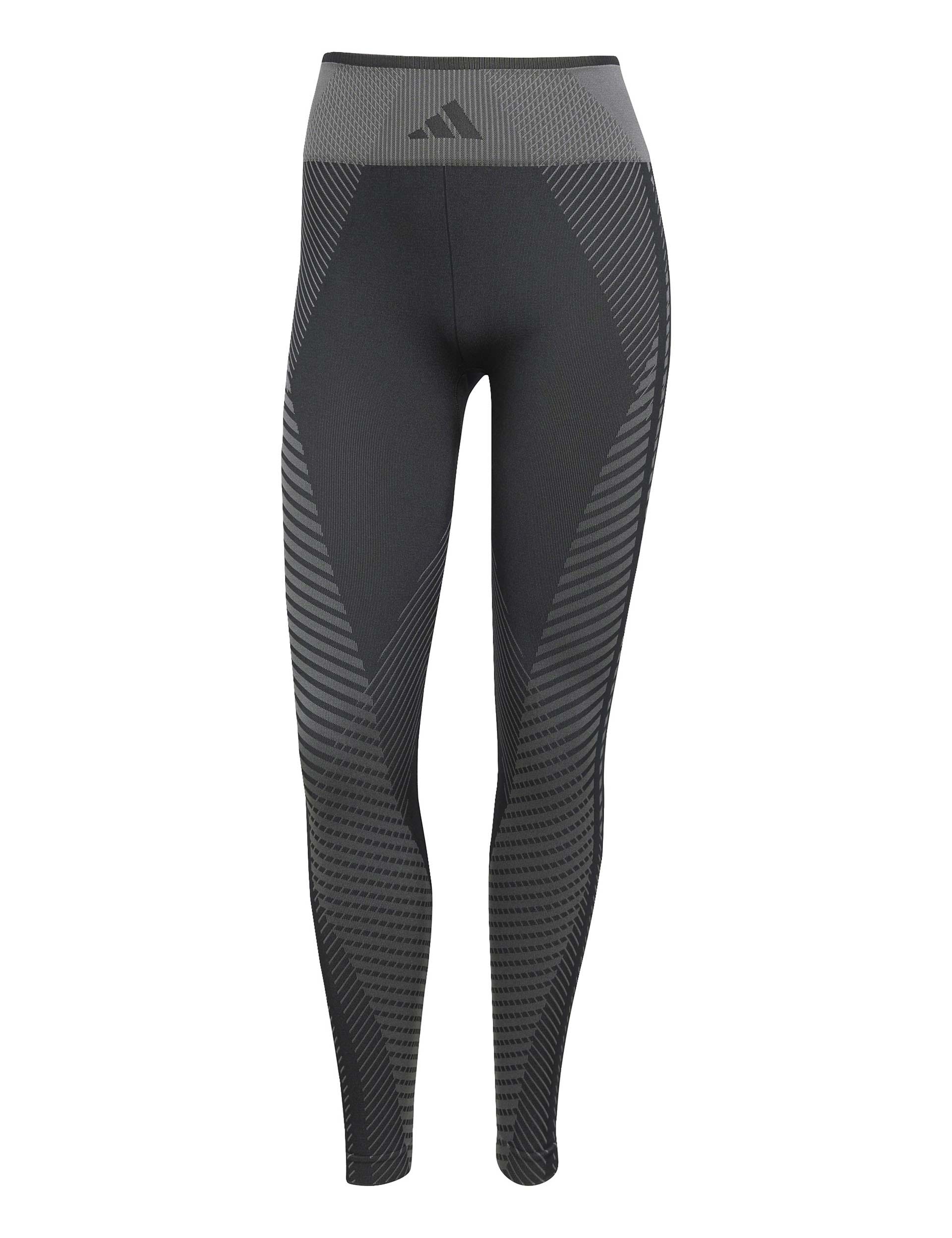 Women's Knitted 7/8 Training Leggings - Black & Grey - High Waist Yoga Pants for Workout, Running & Gym