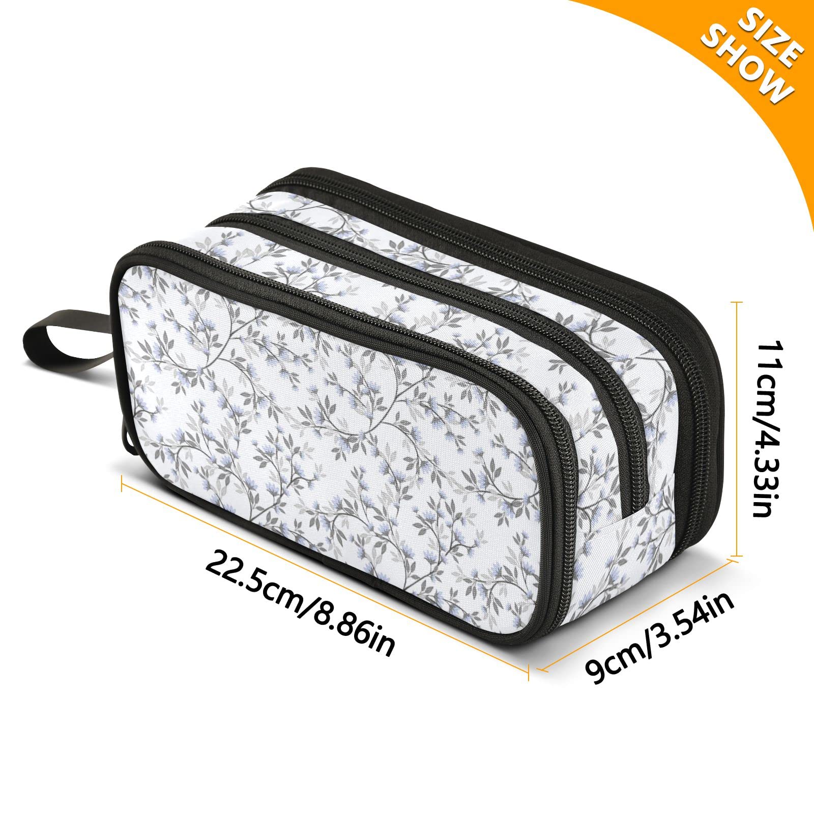 ALAZA Small Flowers on Branch Nylon Pencil Case - Zippered Pen Pouch for School, Office & Travel - Stylish Stationery Organizer for Women & Men (Perfect for College, Work & Daily Commute)