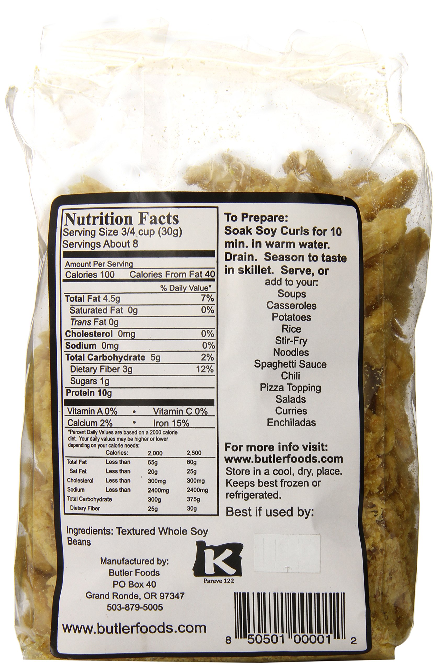 Butler Foods Soy Curls - 8 oz | Vegan Meat Substitute | High Protein Plant-Based Snack for Stir-Fry, Salads & Meal Prep