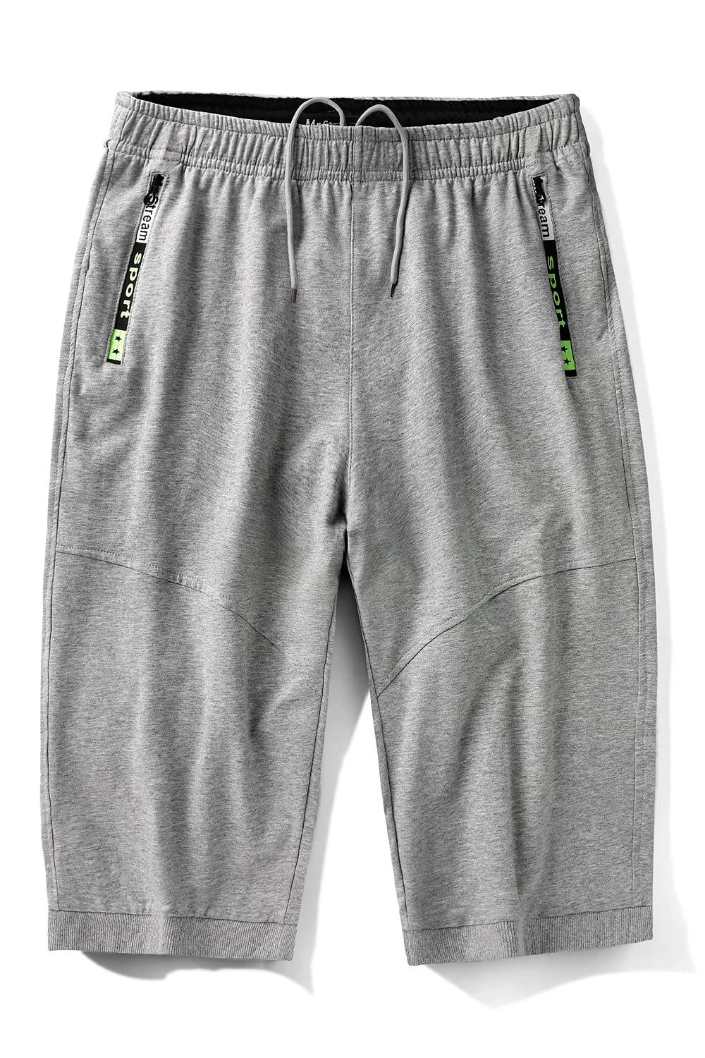 Mr.Stream Men's Plus Size Cotton 3/4 Length Jogger Pants - Breathable Casual Capri Pants for Basketball, Gym & Workout - Comfortable Below Knee Athletic Shorts for Running, Training & Lounge Wear