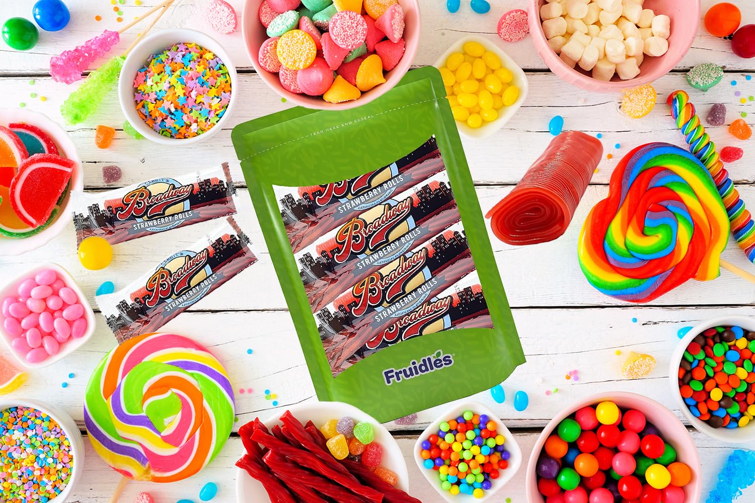Fruidles Strawberry Licorice Rolls - Individually Wrapped Candy (8 Oz) | Perfect for Parties, Birthdays, Office Snacks & Movie Nights - Sweet Treat for All Occasions