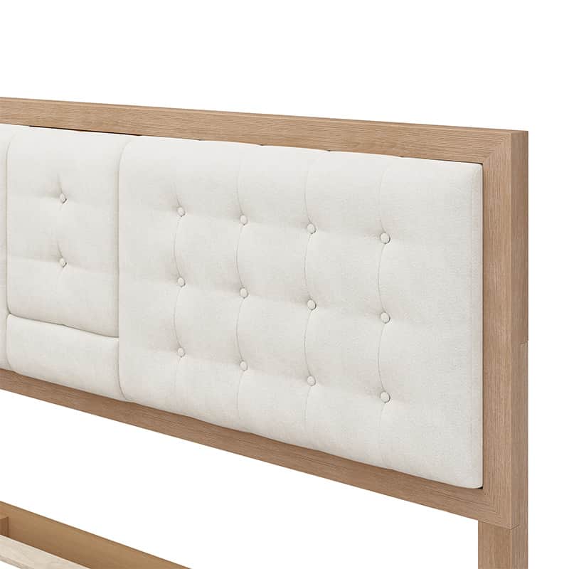 Sabina Upholstered Platform Bed with Adjustable Headboard - Solid Wood Frame Queen Size Bed - Perfect for Modern Bedroom, Guest Room & Master Suite