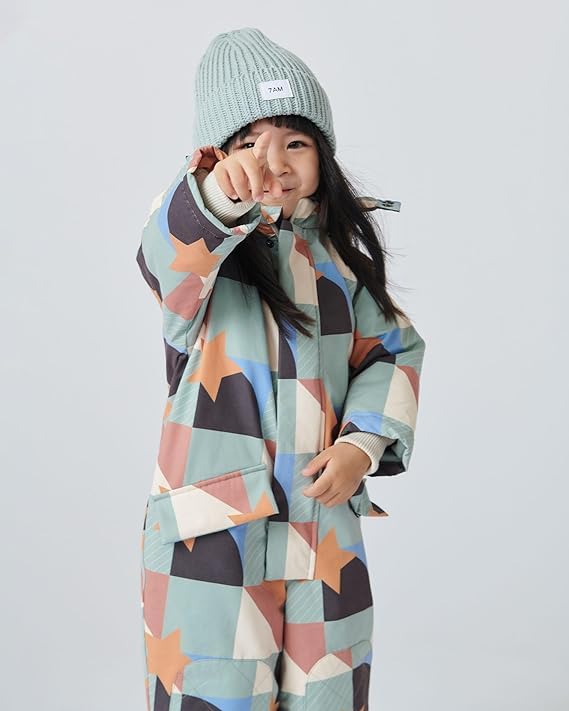 7AM Enfant Baby Snowsuit Coat - Waterproof Winter Jacket with Hood, 2 Pockets & Fun Prints | Warm Outerwear for Infants & Toddlers | Perfect for Snow Play, Sledding & Cold Weather Adventures
