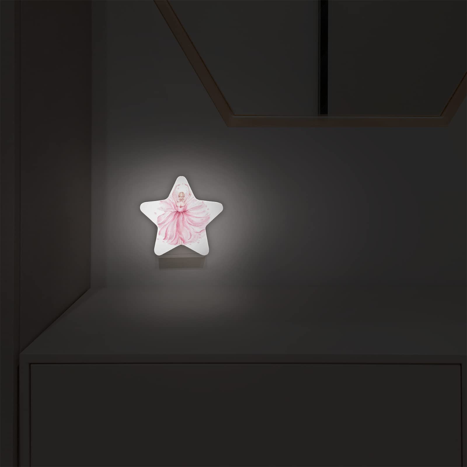 Pink Ballerina Dancing LED Night Light with Dusk to Dawn Sensor - Plug in Night Lights for Kids Room, Bedroom, Bathroom, Nursery - Perfect for Bedtime, Hallways, Stairs & Home Decor (Indoor Use)