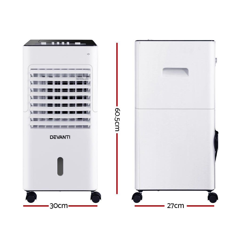Devanti 6L Portable Evaporative Air Cooler with Humidifier - Personal Cooling Fan for Home, Office & Outdoor Use - Energy Efficient Air Conditioner Alternative for Summer