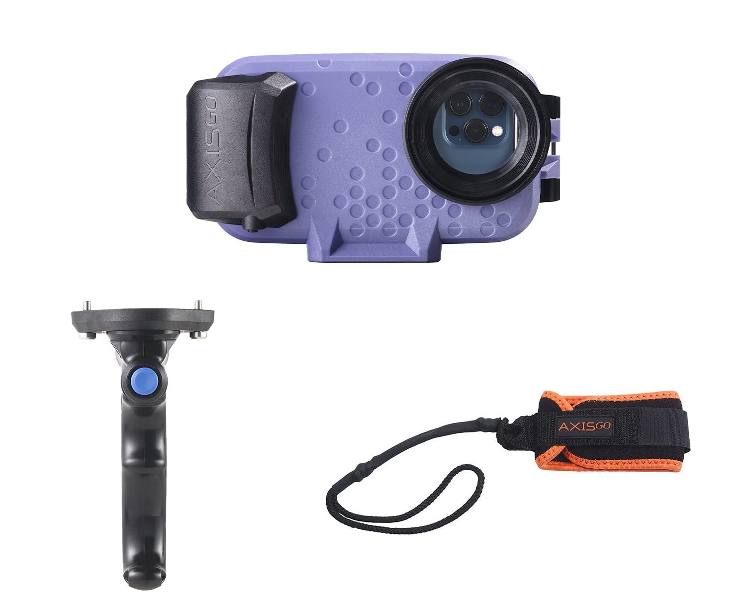 AquaTech AxisGO Waterproof Case for iPhone 12/12 Pro/12 Pro Max - Includes Bluetooth Pistol Grip & Sports Leash - Astral Purple - Perfect for Underwater Photography, Surfing, and Outdoor Adventures