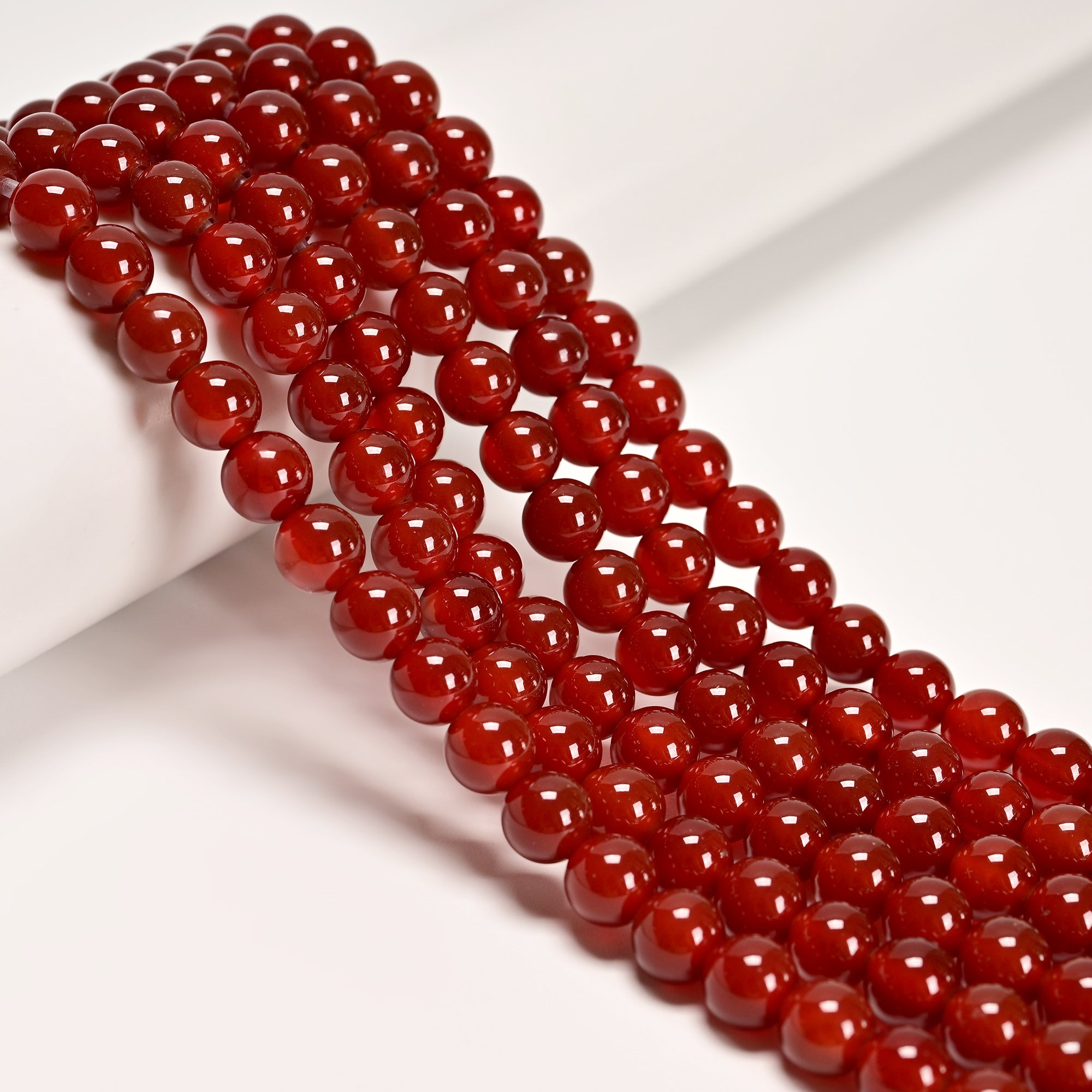 2.0mm Large Hole Red Agate Carnelian Smooth Round Beads - 6mm, 8mm, 10mm, 15.5 Inch Strand for Jewelry Making, DIY Bracelets, Necklaces & Craft Projects