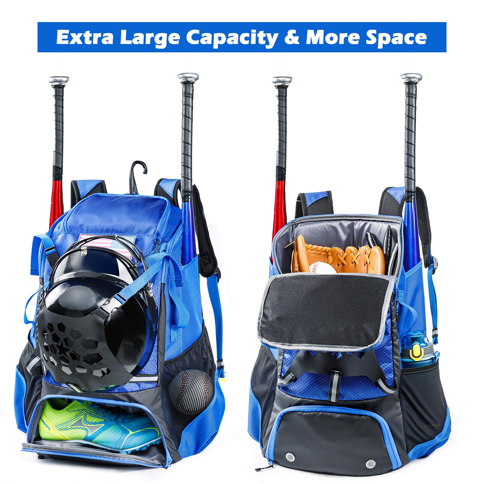 **Best Baseball Backpack for Youth, Boys & Adults - Durable Bat & Softball Equipment Bag with Glove Holder, Helmet & Shoe Compartment - Perfect for T-Ball, Training & Games - Ideal Baseball Gift for Players & Coaches**