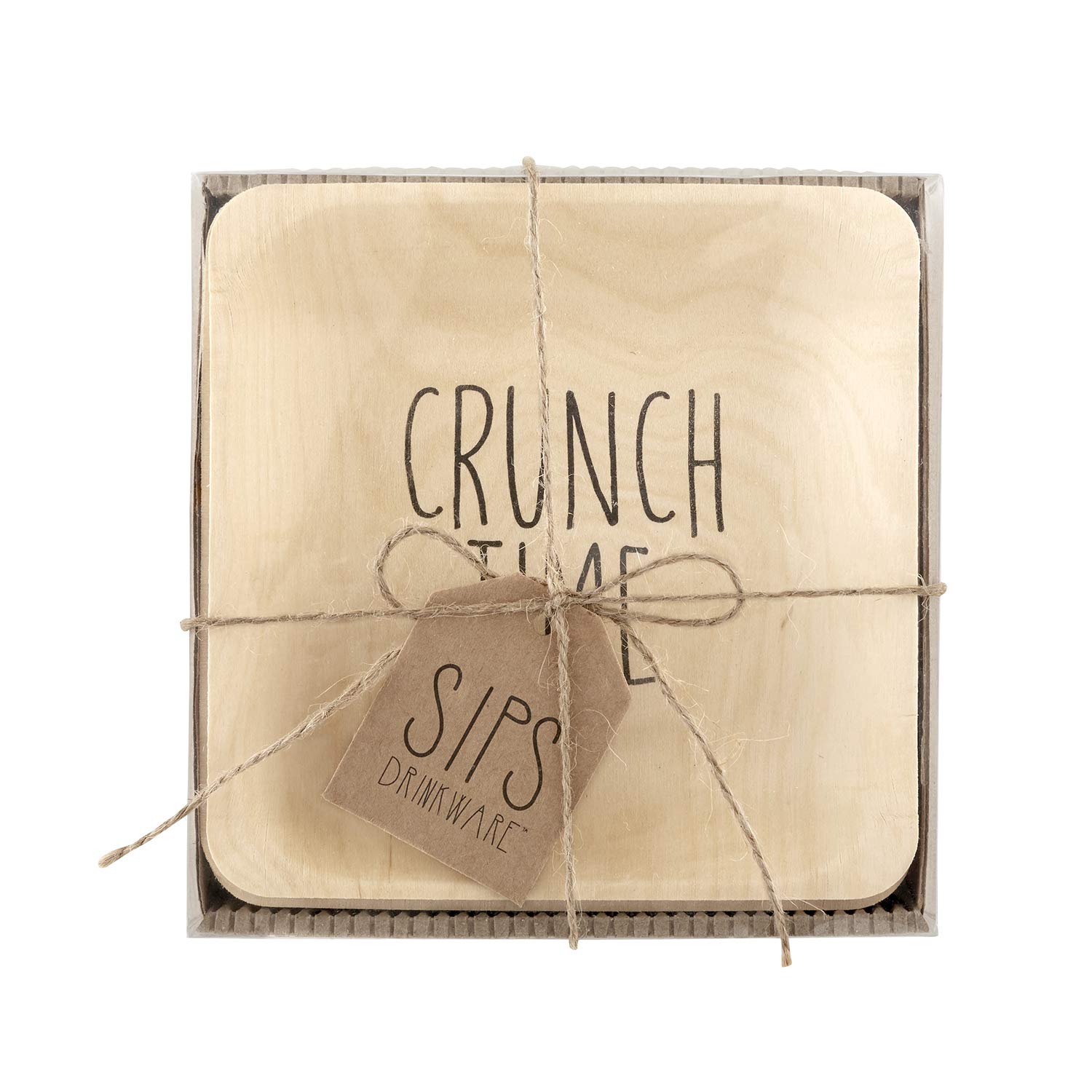 Eco-Friendly Birchwood Disposable Plates - Small Size for Parties, Picnics & Events | Creative Brands SIPS Crunch Time