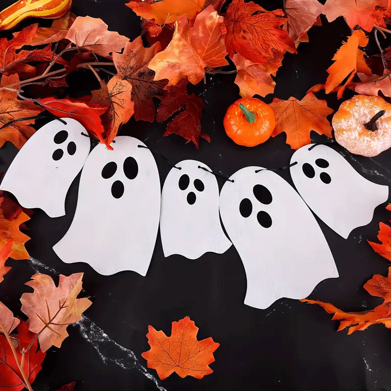 Spooky Halloween Ghost Garland Decorations - Scary Hanging Ghosts for Halloween Party, Home, and Outdoor Decor